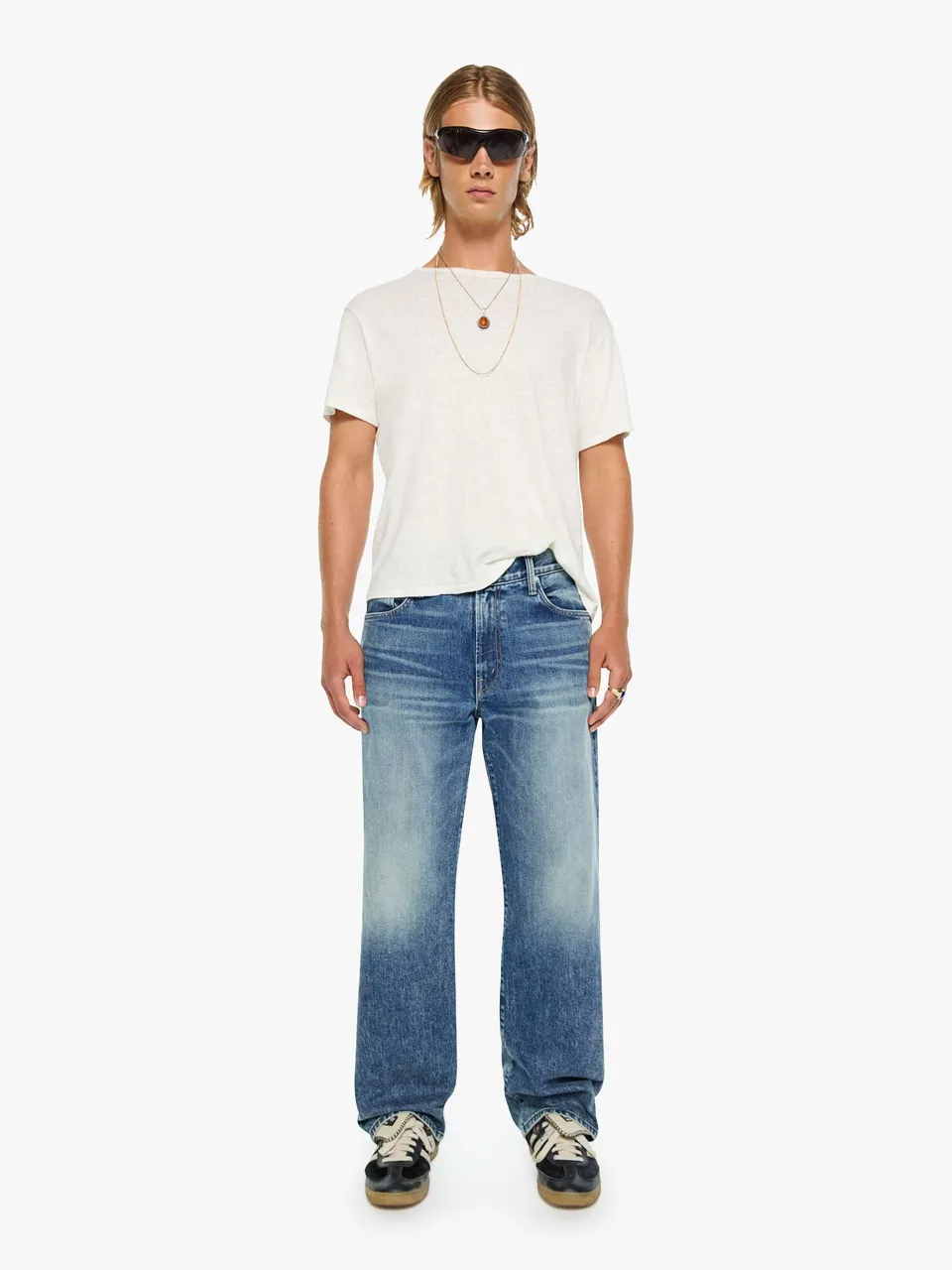 Mother Denim The Big Shot Jeans Herren Blau Bootcut Semi-Rigid