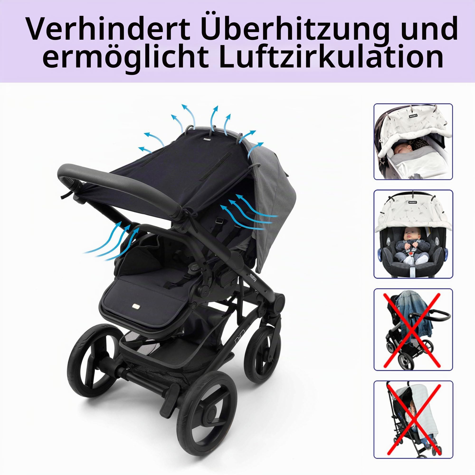 Dooky Universal Cover Sonnensegel Kinderwagen Black UPF50+