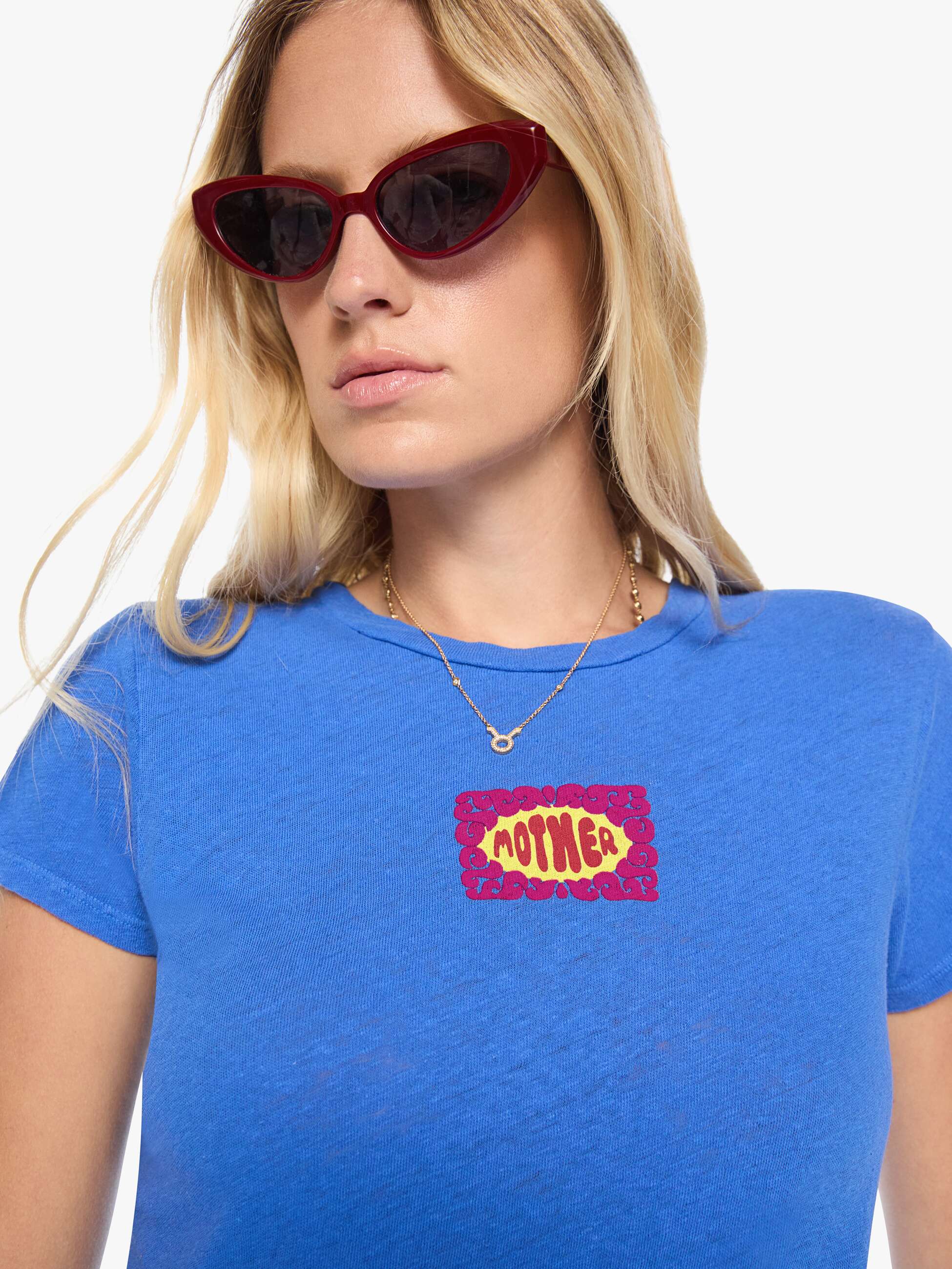 Mother The Lil Sinful T-Shirt Squiggle MOTHER Blau