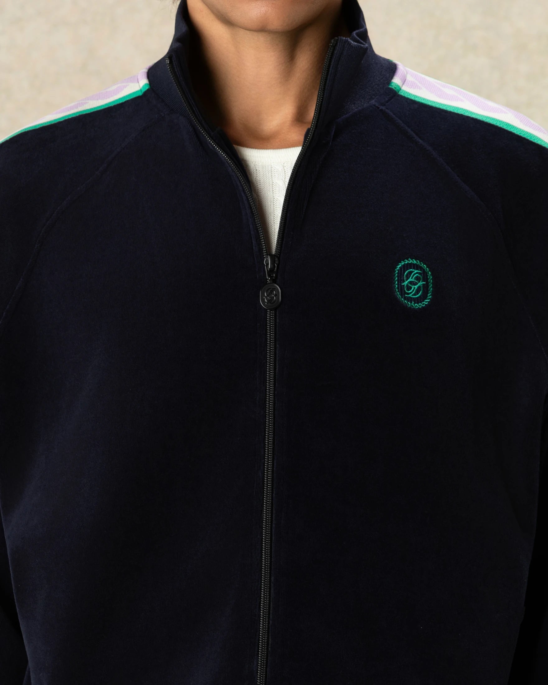 Drôle De Monsieur Velvet Tracksuit Jacket Trainingsjacke Navy