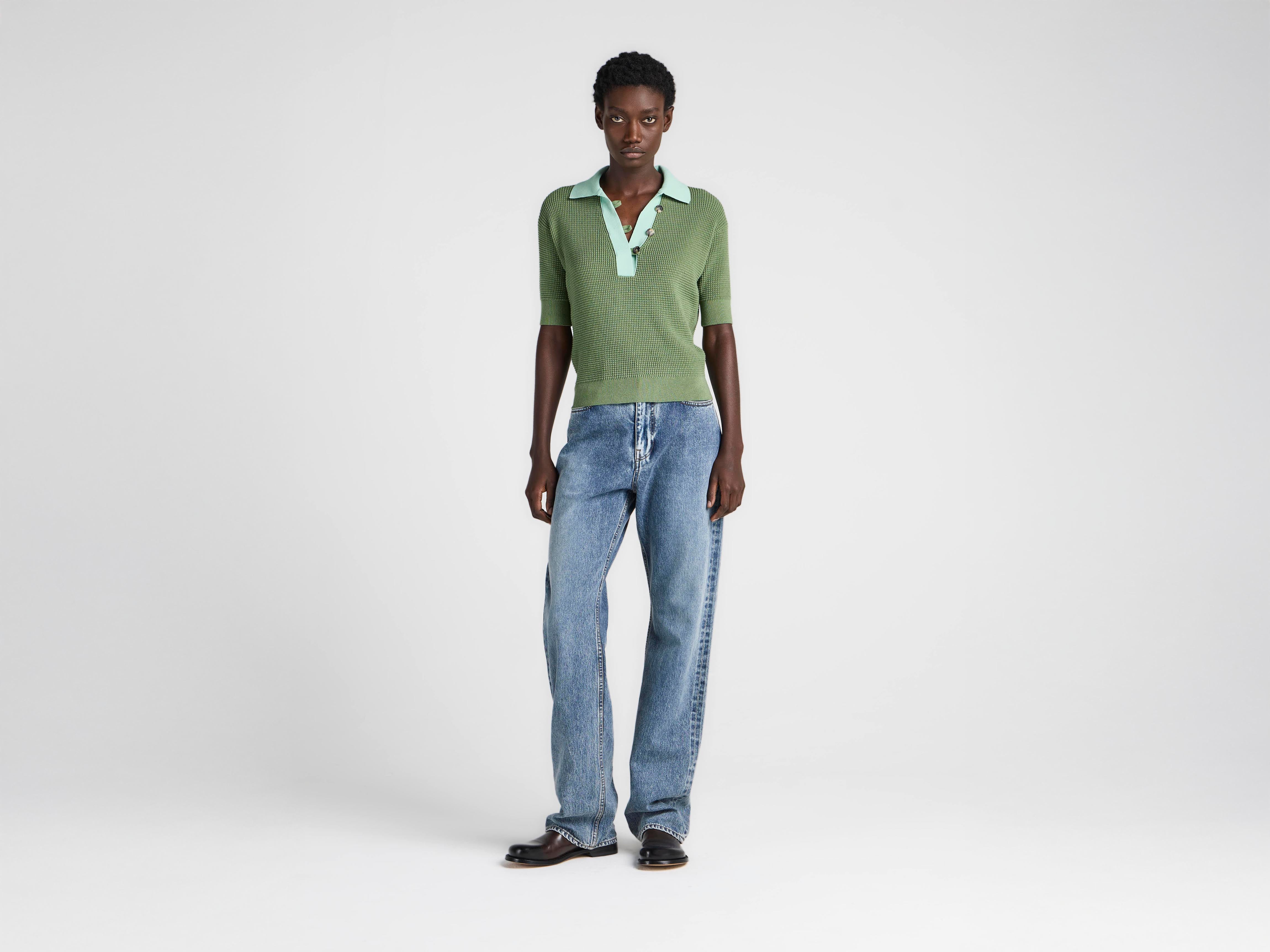 J.W.Anderson Knitted Polo Top mint Waffelstrick