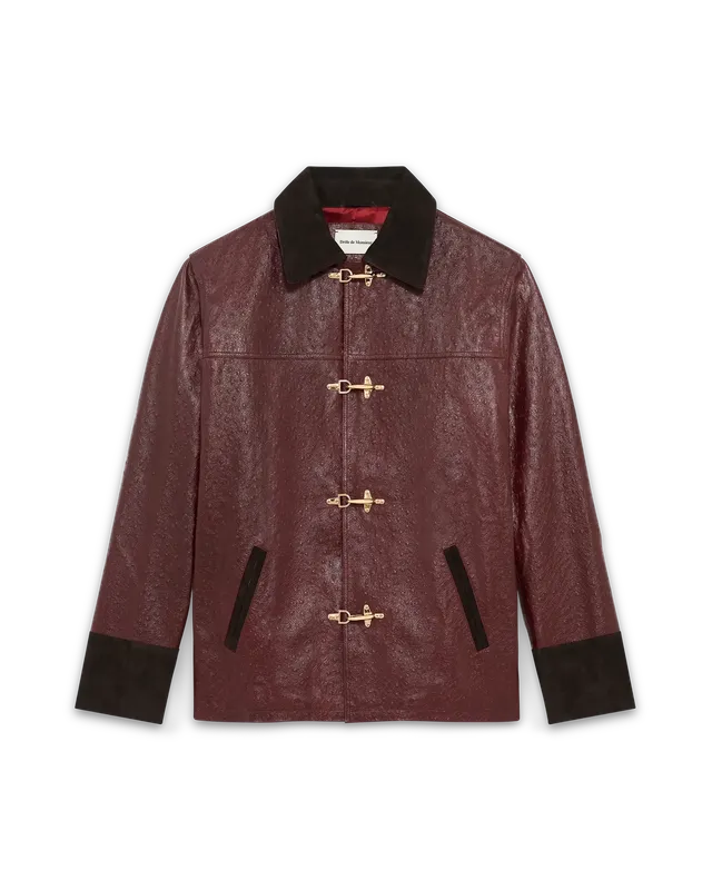 Drôle De Monsieur La Veste Cuir Lederjacke burgundy Echtleder