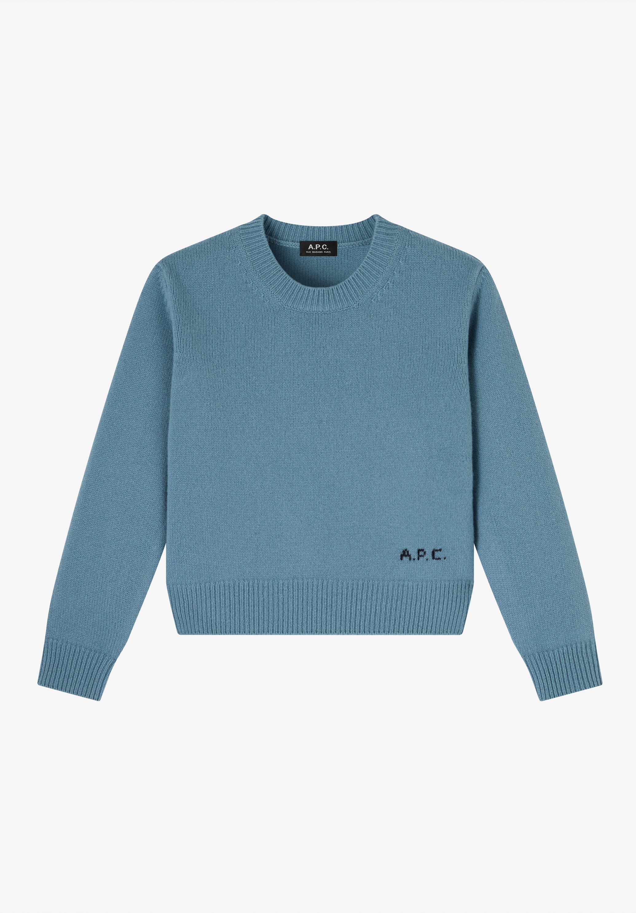 A.P.C. Knitwear Wollpullover graublau Boxy Rundhals