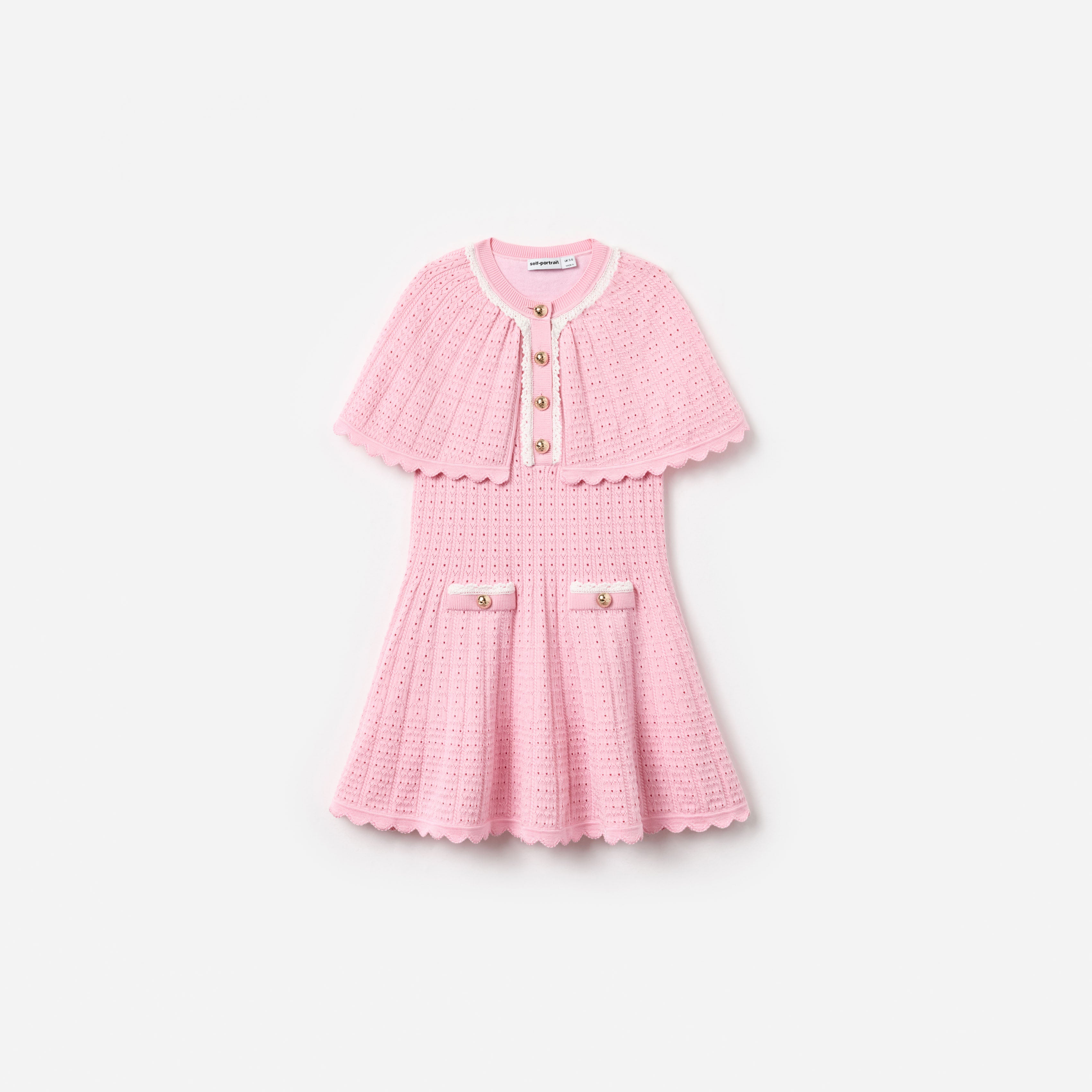 Self Portrait Pink Knitted Cape Strickkleid Kinder Rosa