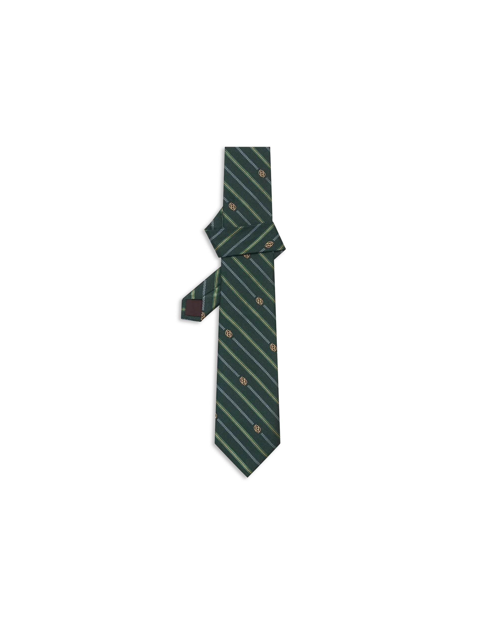 Drôle De Monsieur Monogramme Seiden-Krawatte Dunkelgrün