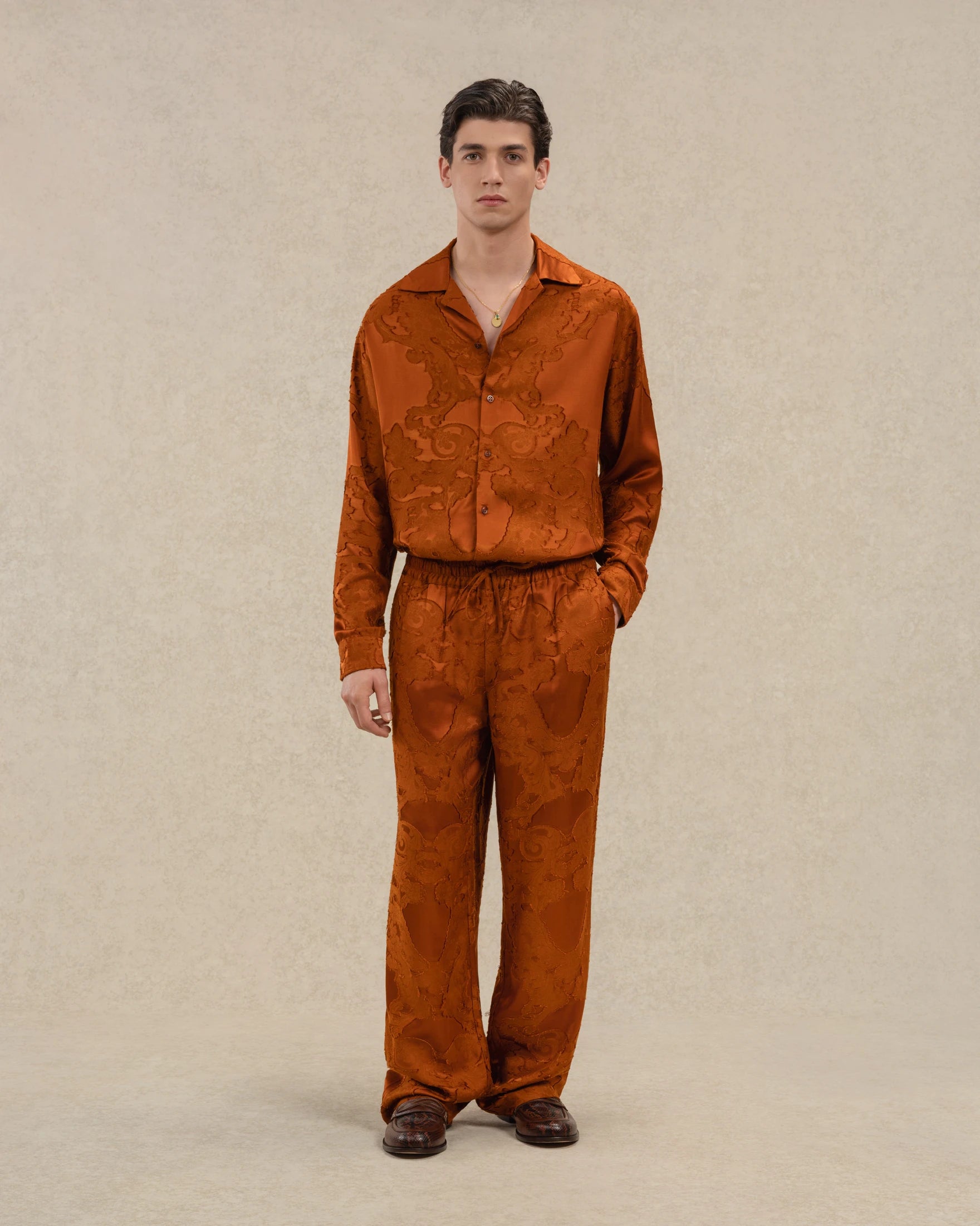 Drôle De Monsieur Jacquard Hose Dunkelorange Viskose