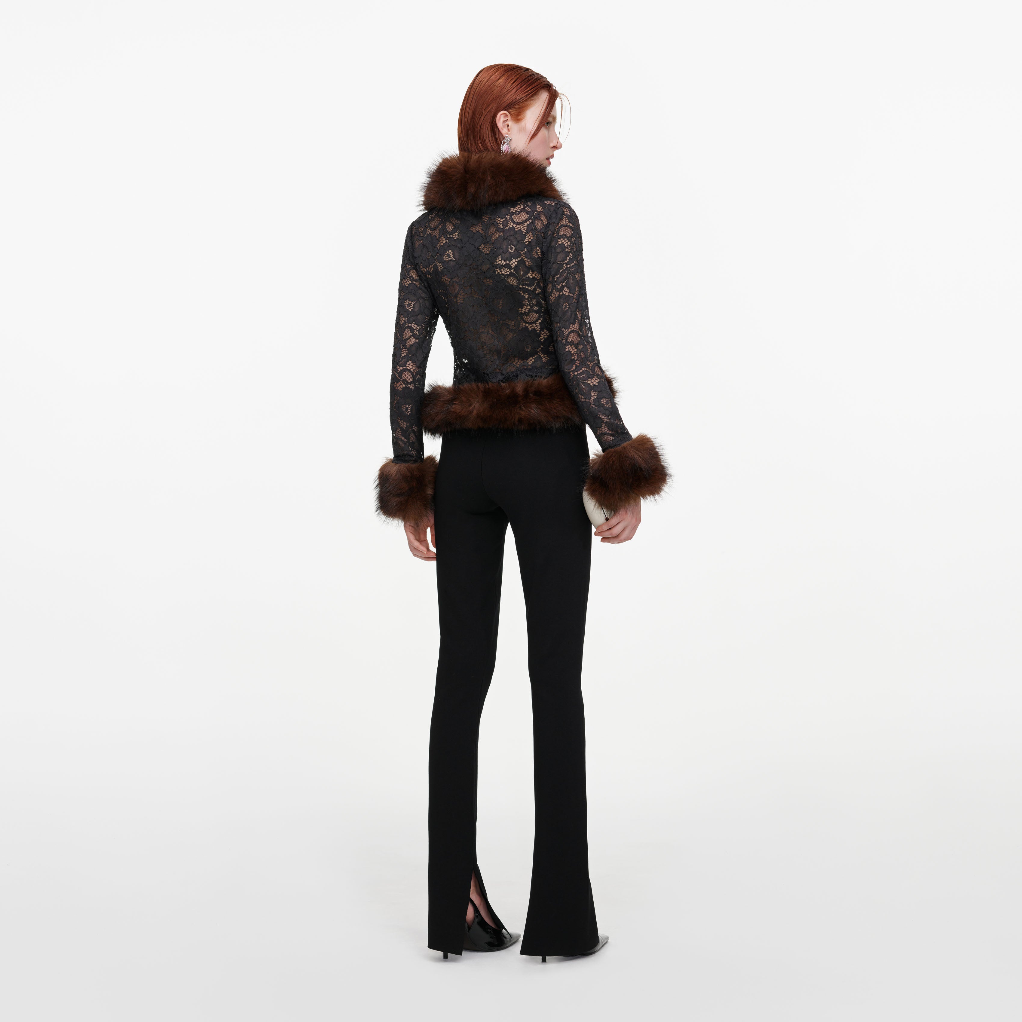 Self Portrait Bottoms Flared Knit Hose Schwarz Viskose
