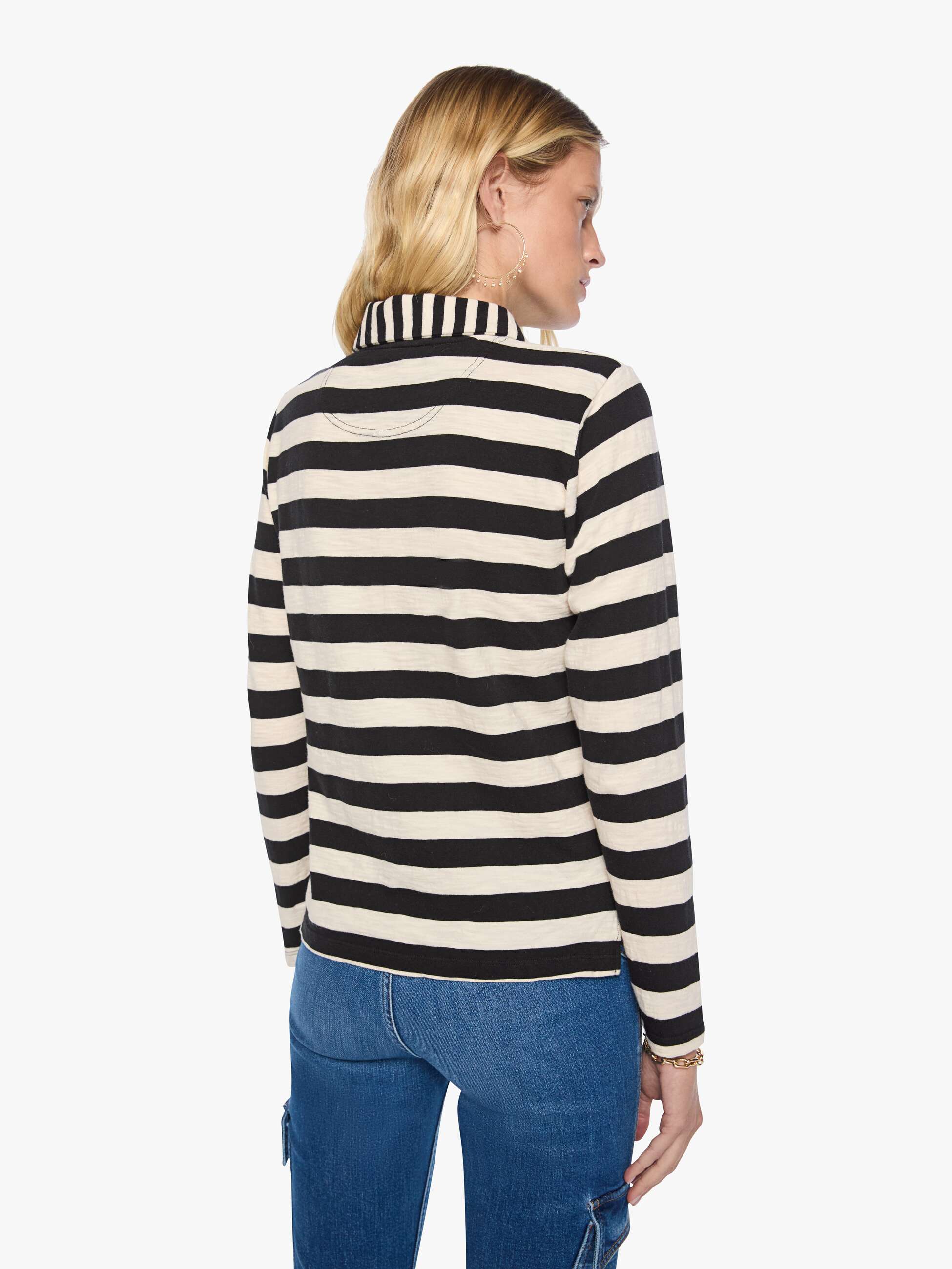 Mother The L/S Close Cut Huddle Shirt Schwarz Creme gestreift