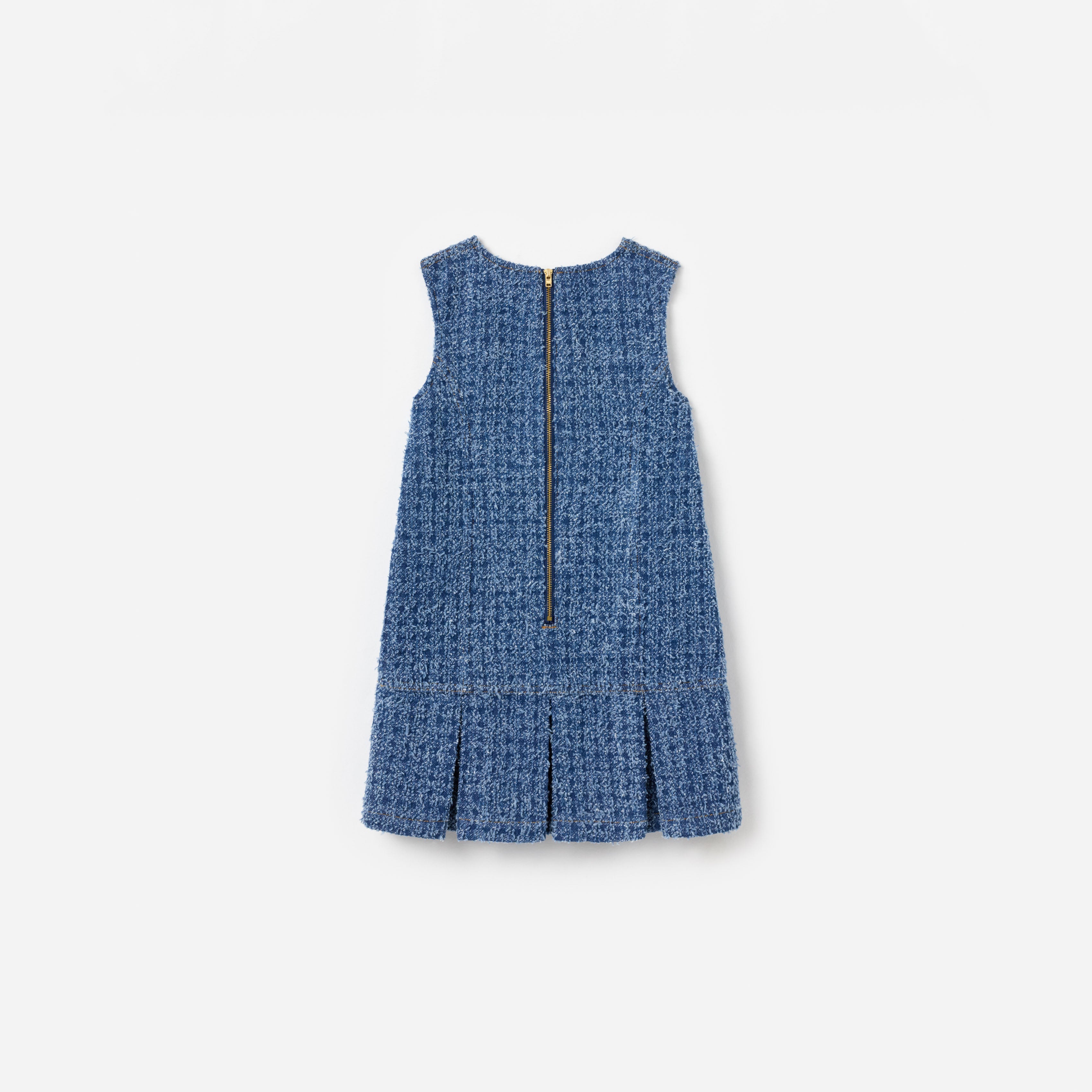 Self Portrait Denim Textured Heart Trim Kinderkleid Denim