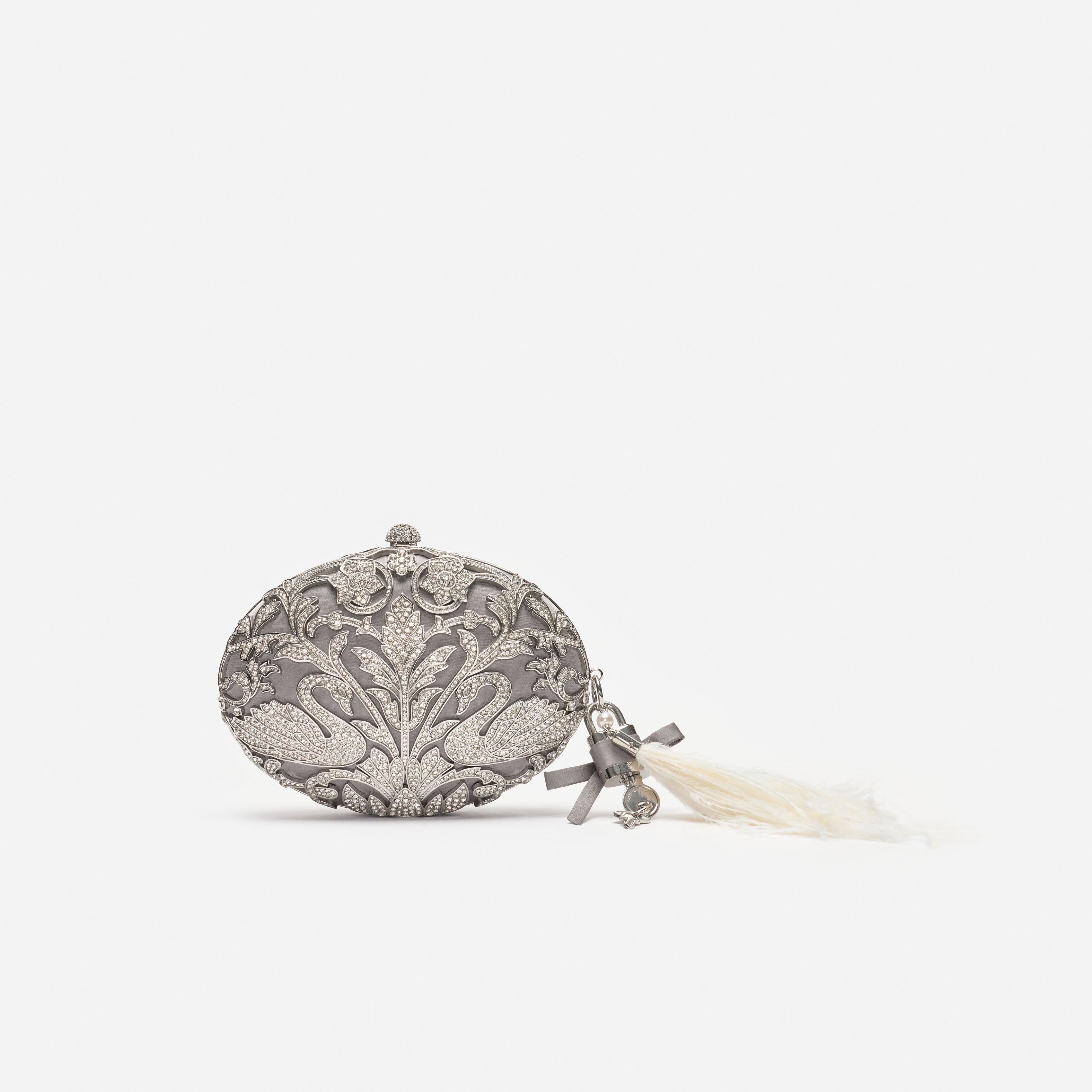 Self Portrait Silver Crystal Oval Clutch Tasche Silber