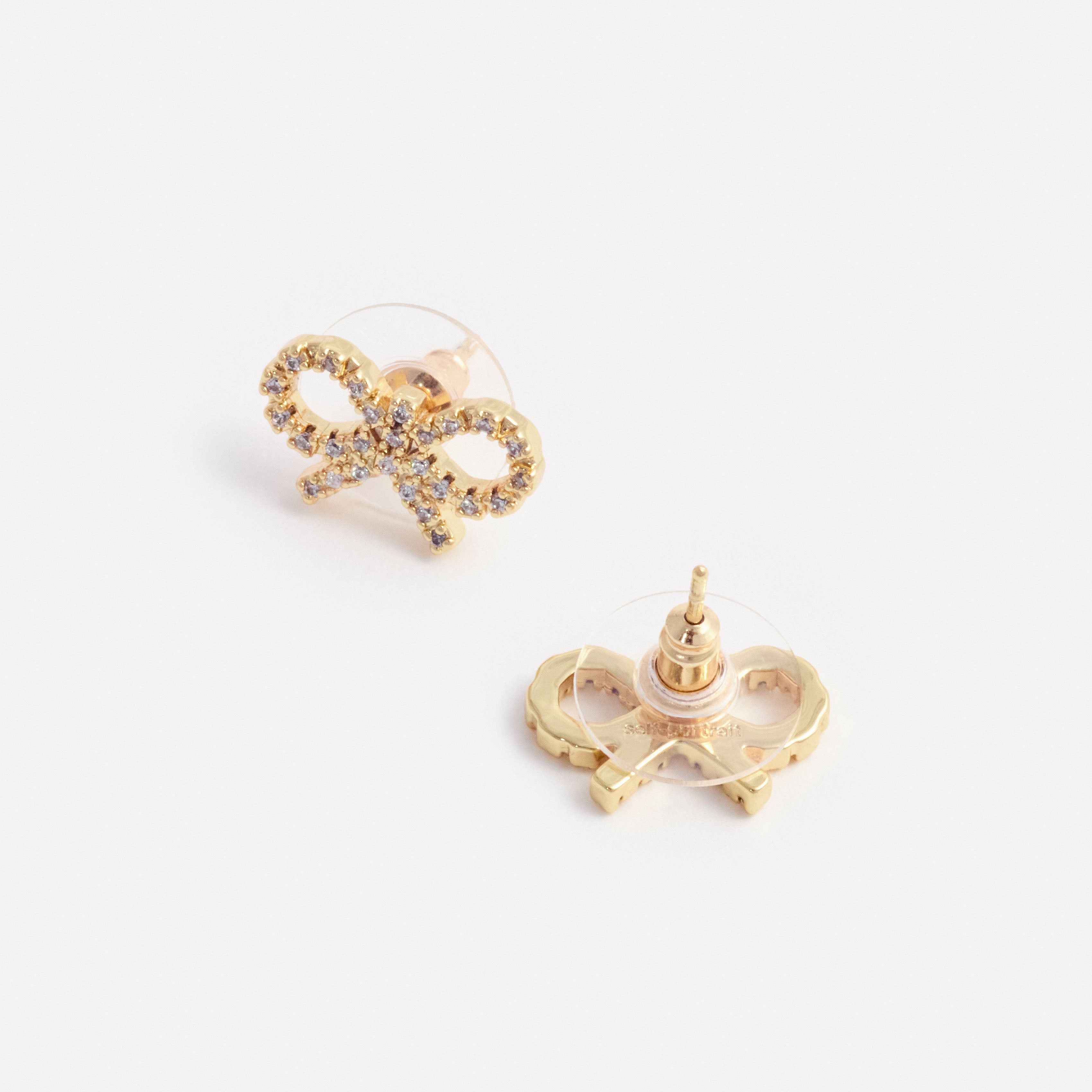 Self Portrait Jewellery Micro Gold Bow Ohrringe Gold Schleife