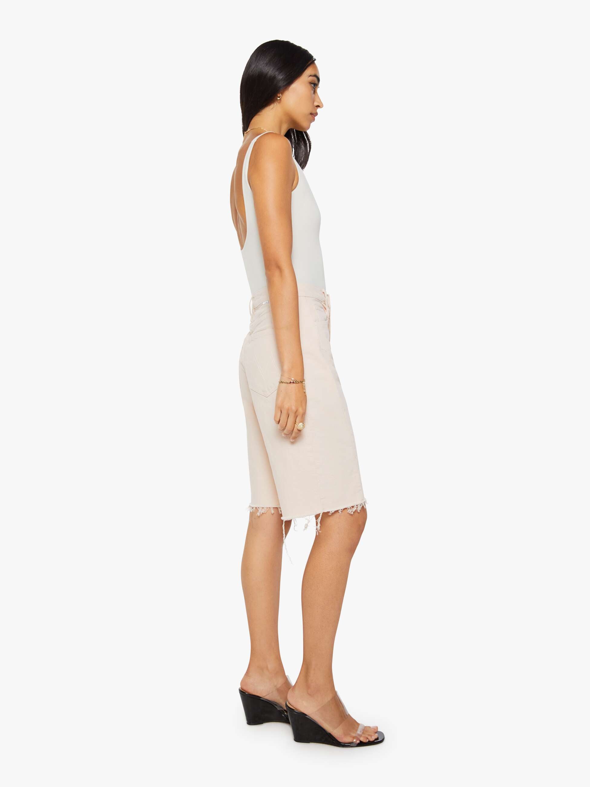Mother Half-Pipe Bermuda Shorts Peach Puree High-Waist