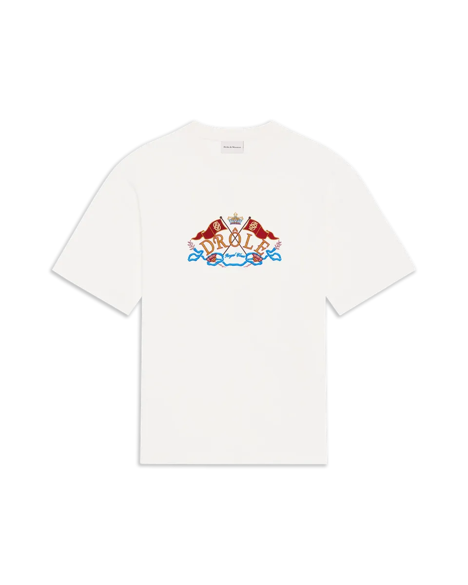 Drôle De Monsieur Crest Embroidery T-Shirt Off White Baumwolle