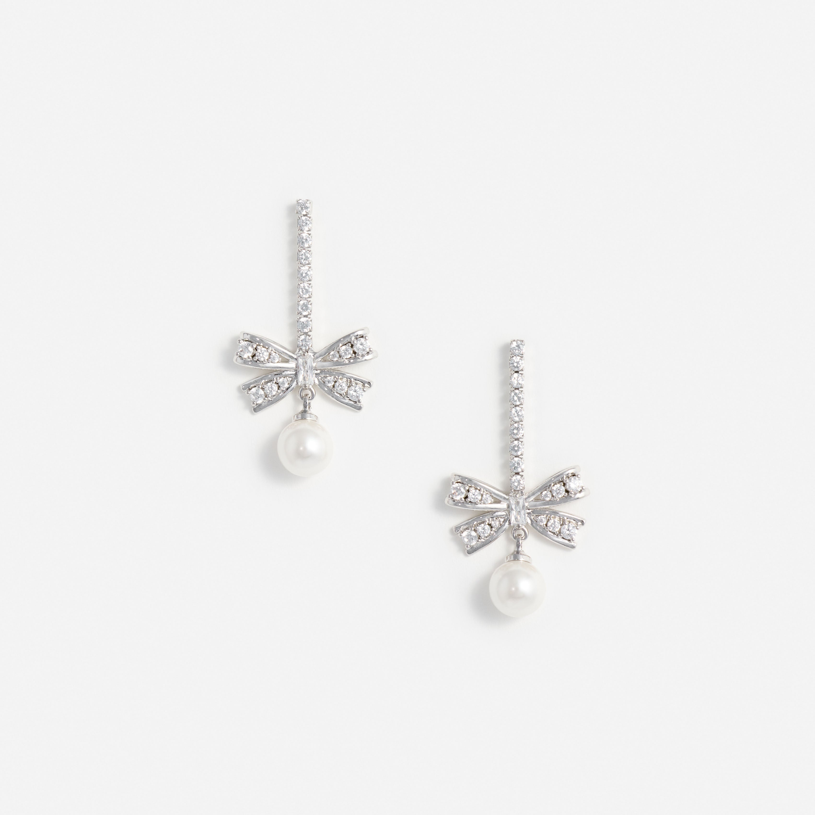 Self Portrait Silver Crystal Bow Pearl Ohrringe Silber