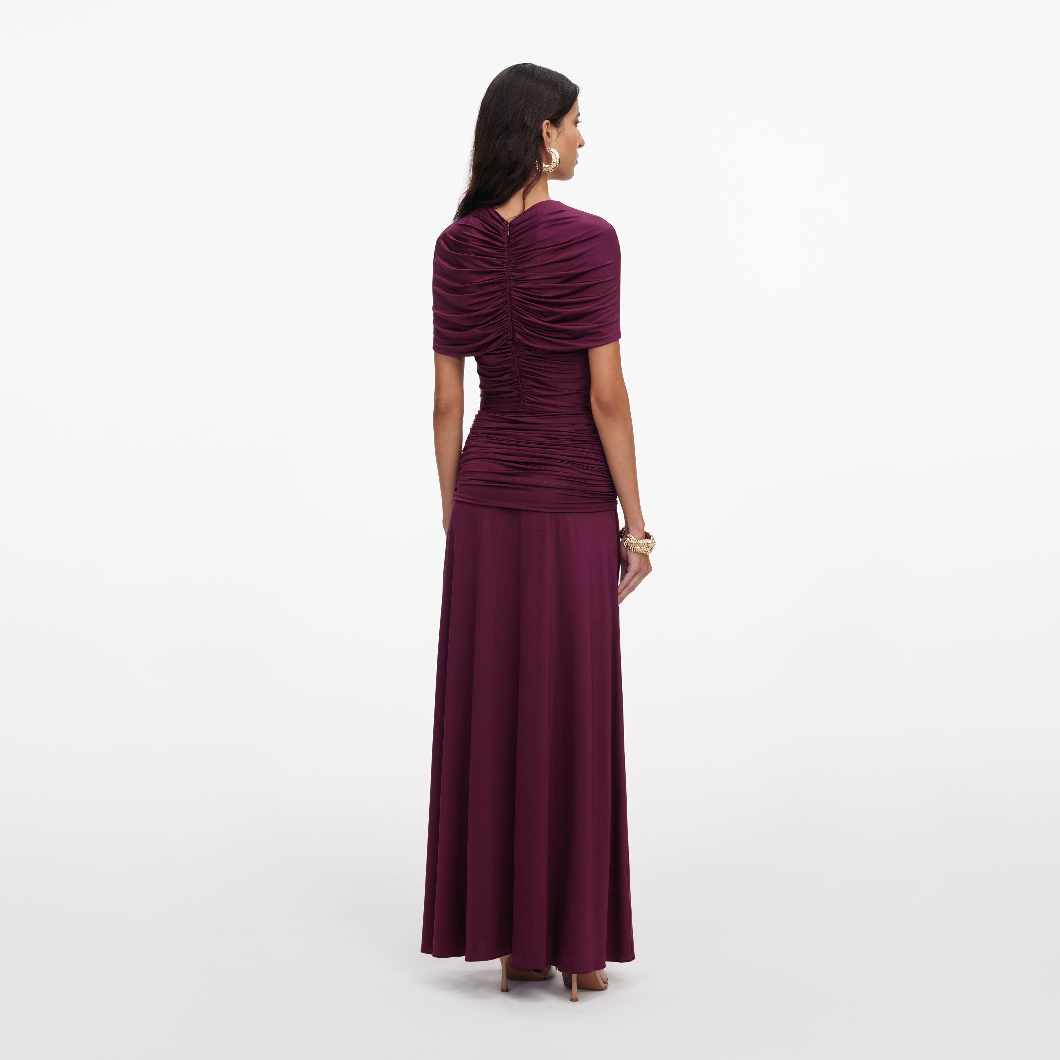 Self Portrait Burgundy Jersey Midi Kleid figurbetont Gr. UK4-18