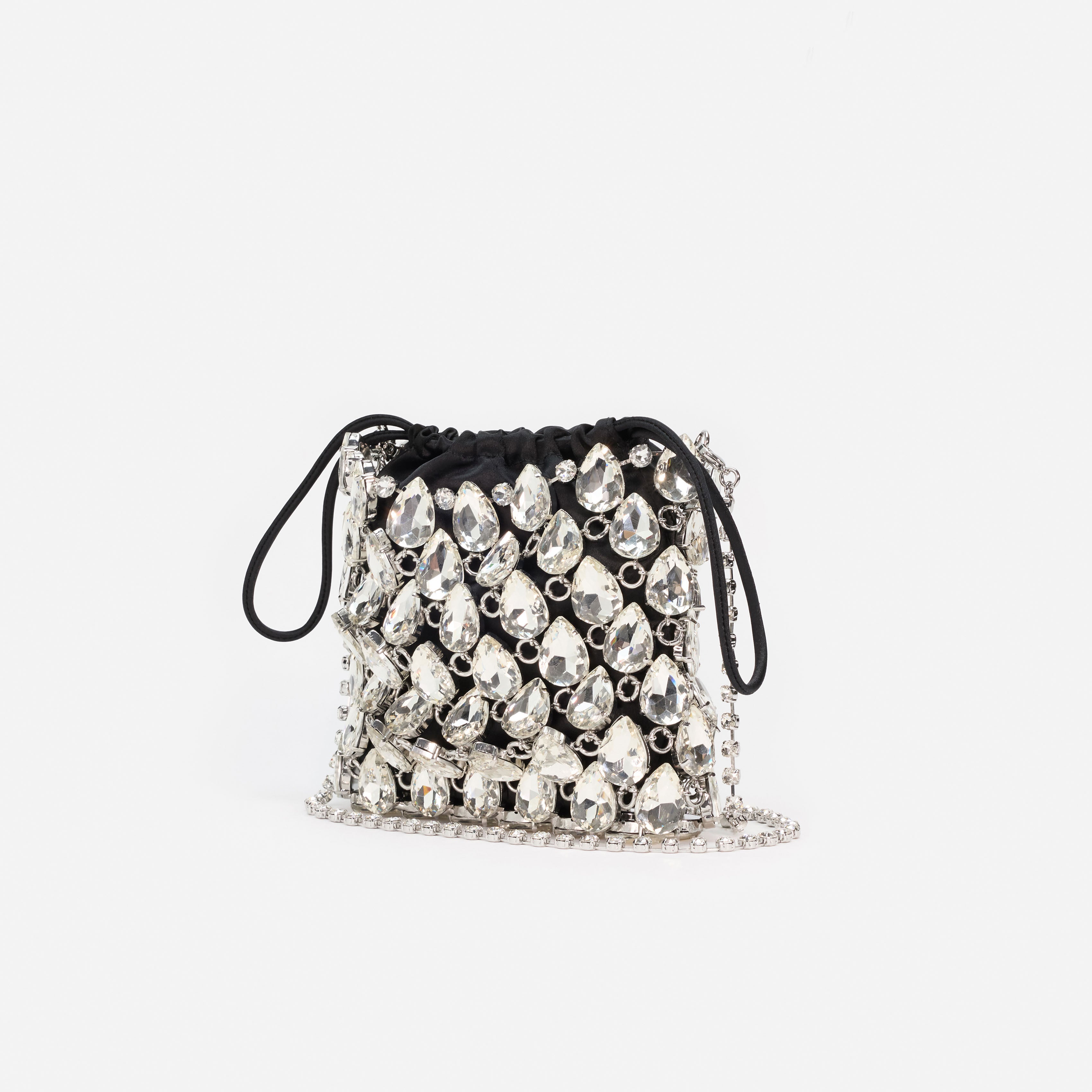Self Portrait Silver Crystal Chainmail Mini Tasche Schwarz