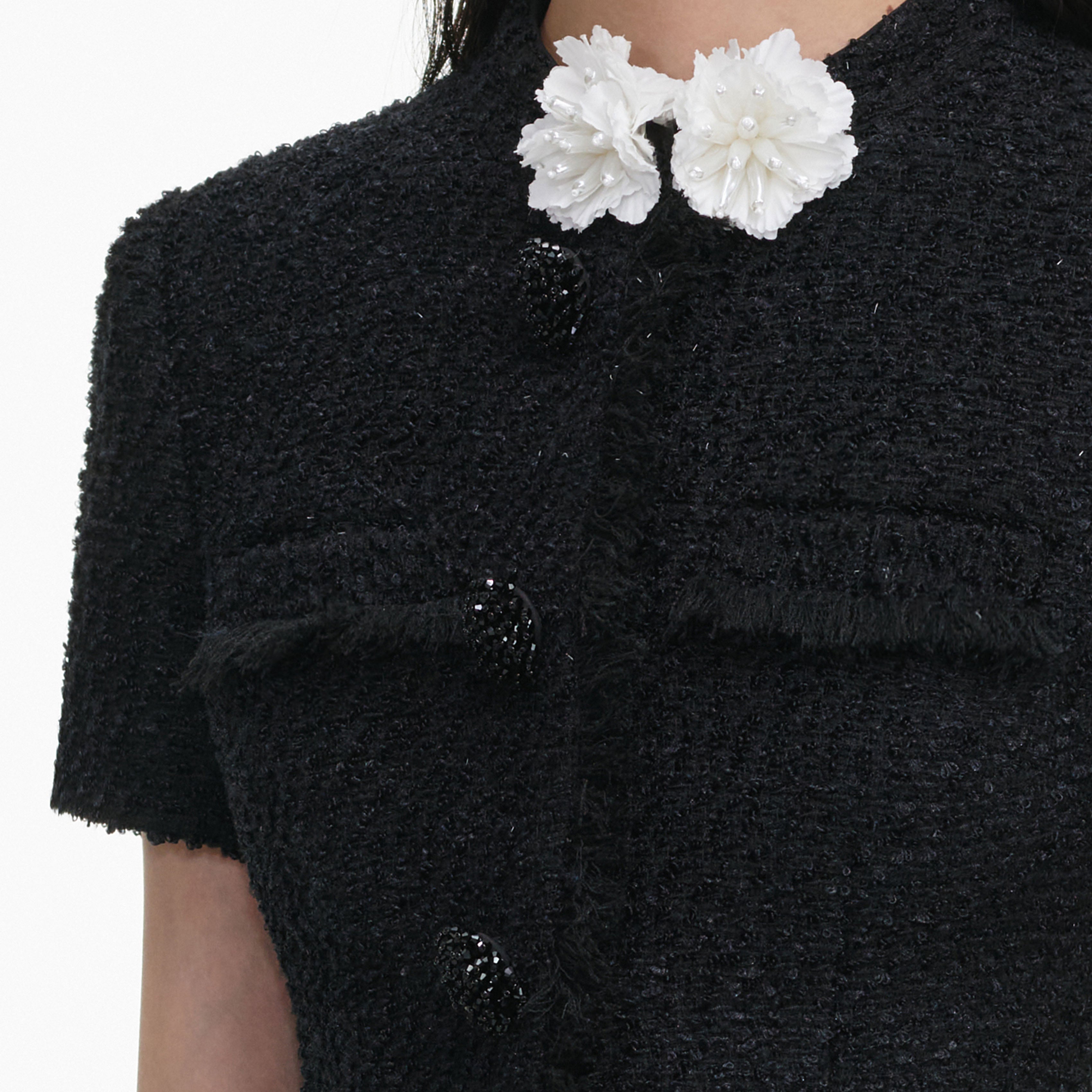 Self Portrait Black Boucle Flower Mini Dress Minikleid Schwarz