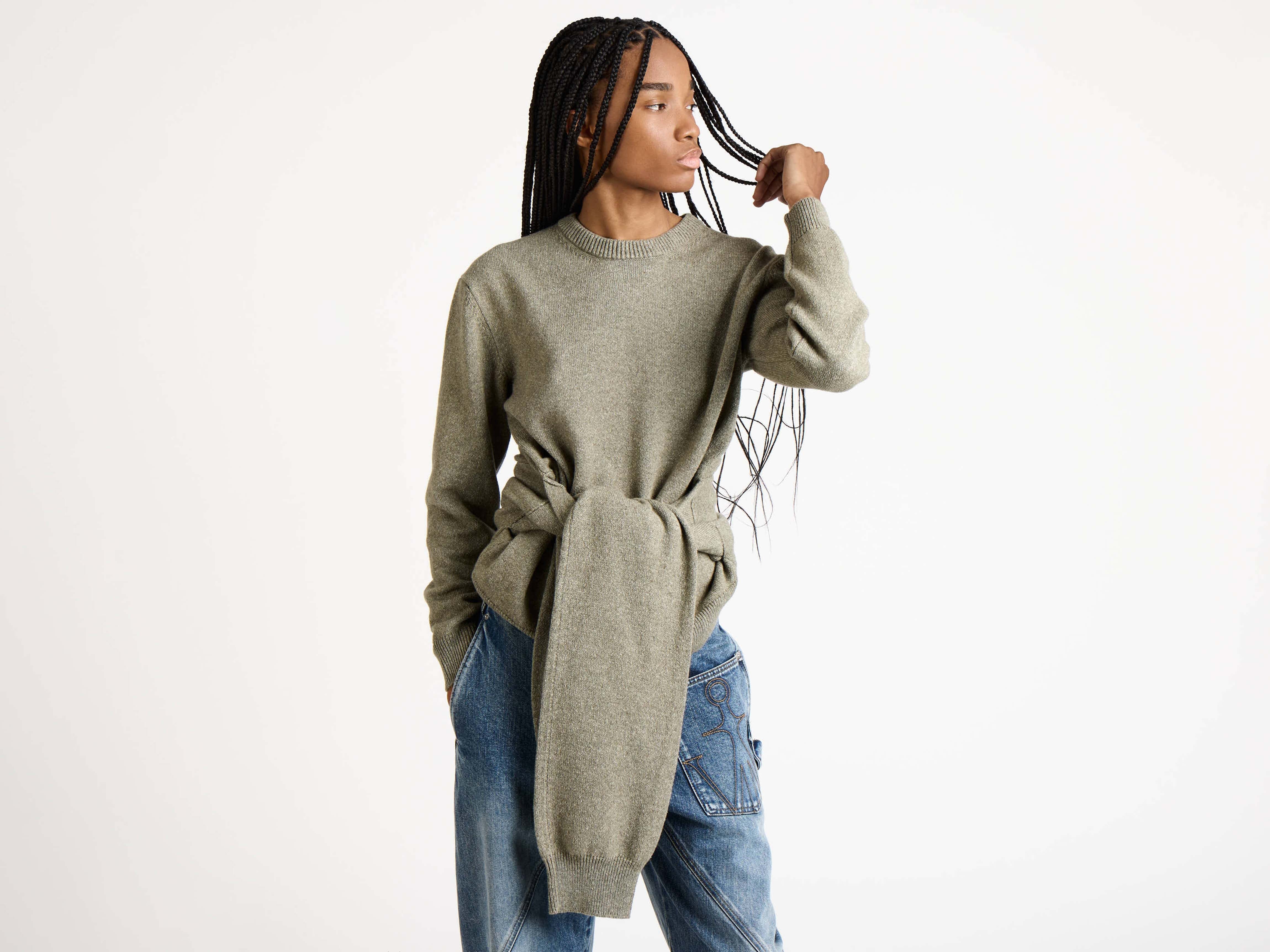 J.W.Anderson Sleeve-Tie Jumper Strickpullover Salbei