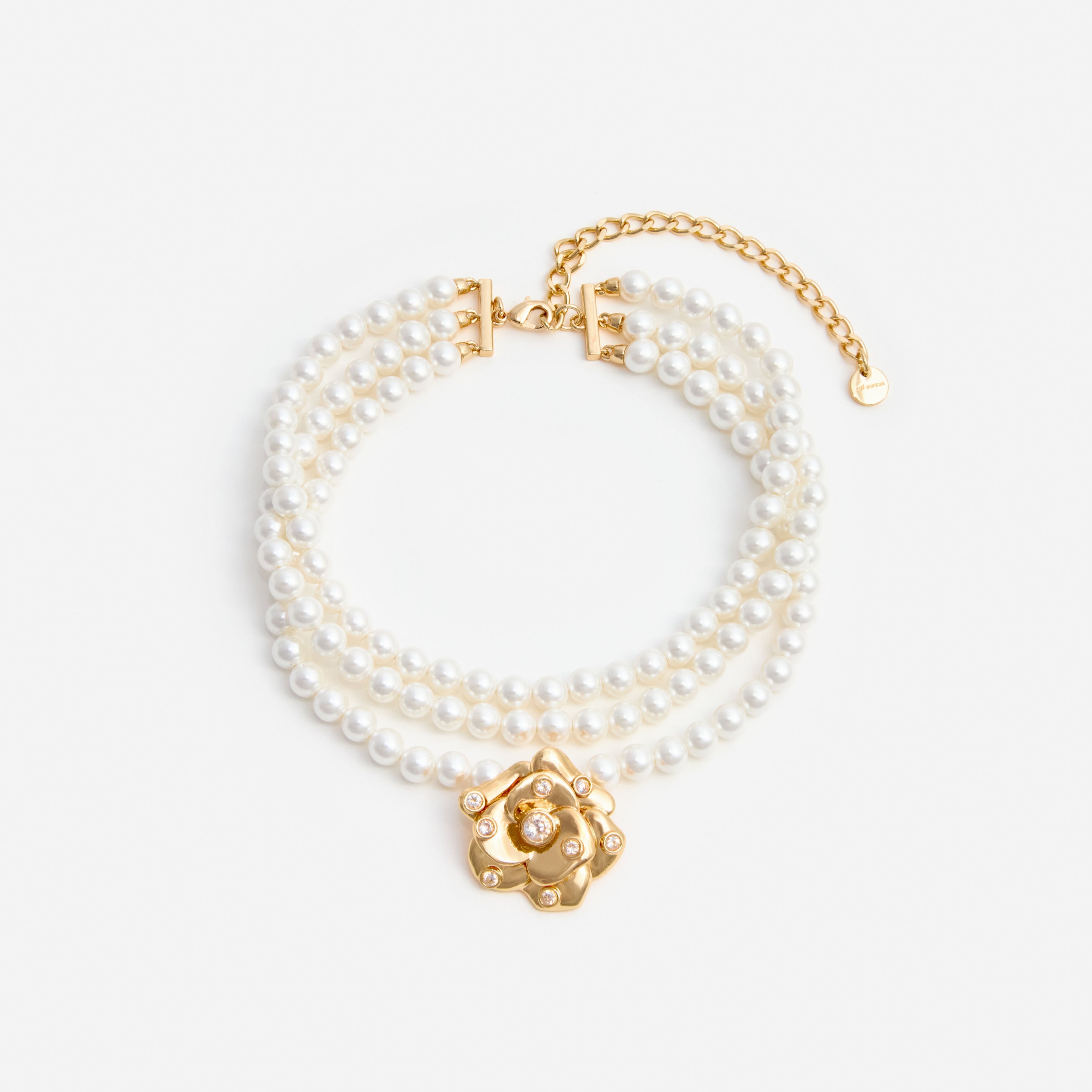 Self Portrait Jewellery Gold Flower Pearl Choker Halskette Gold