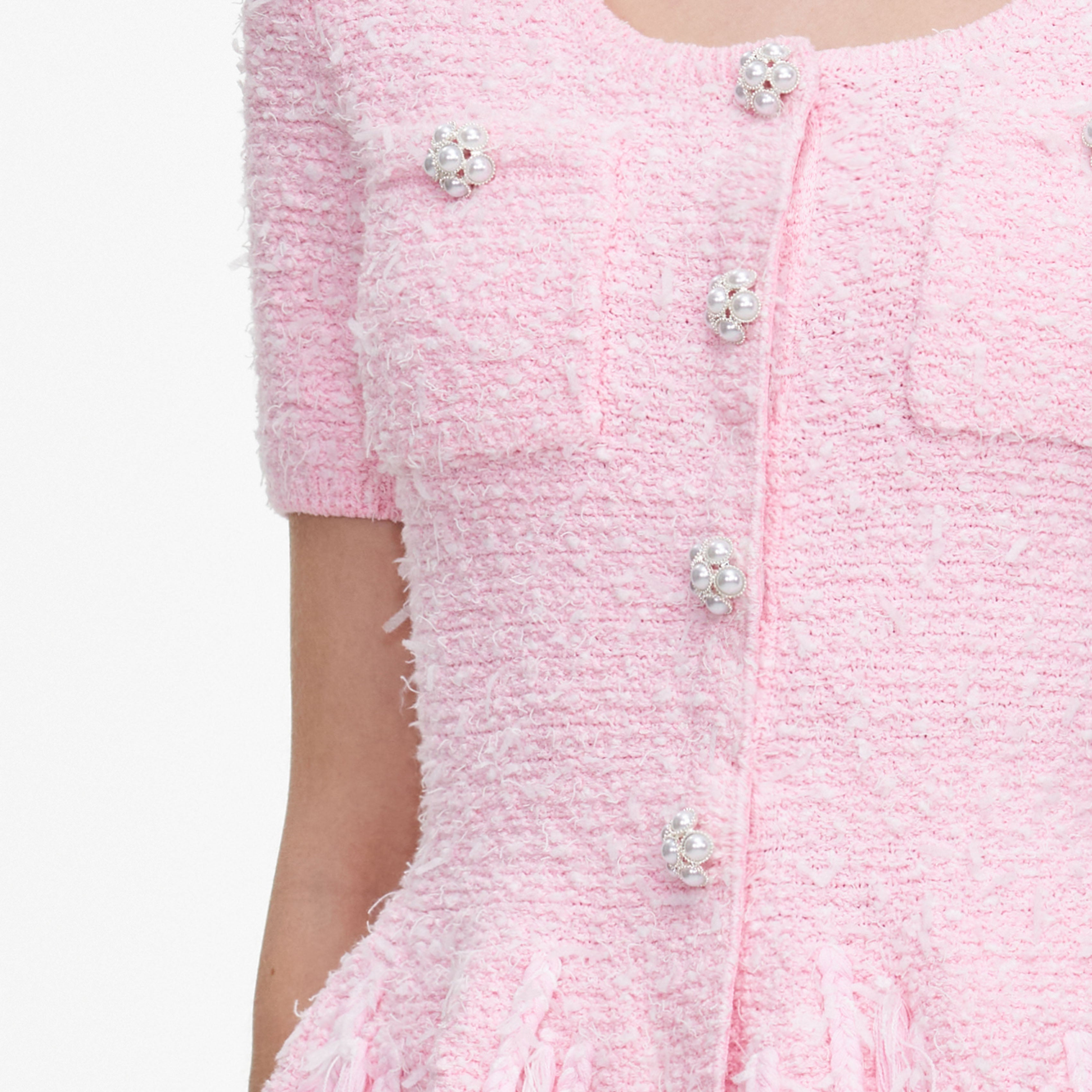 Self Portrait Pink Fringe Stricktop Rosa Boucle S
