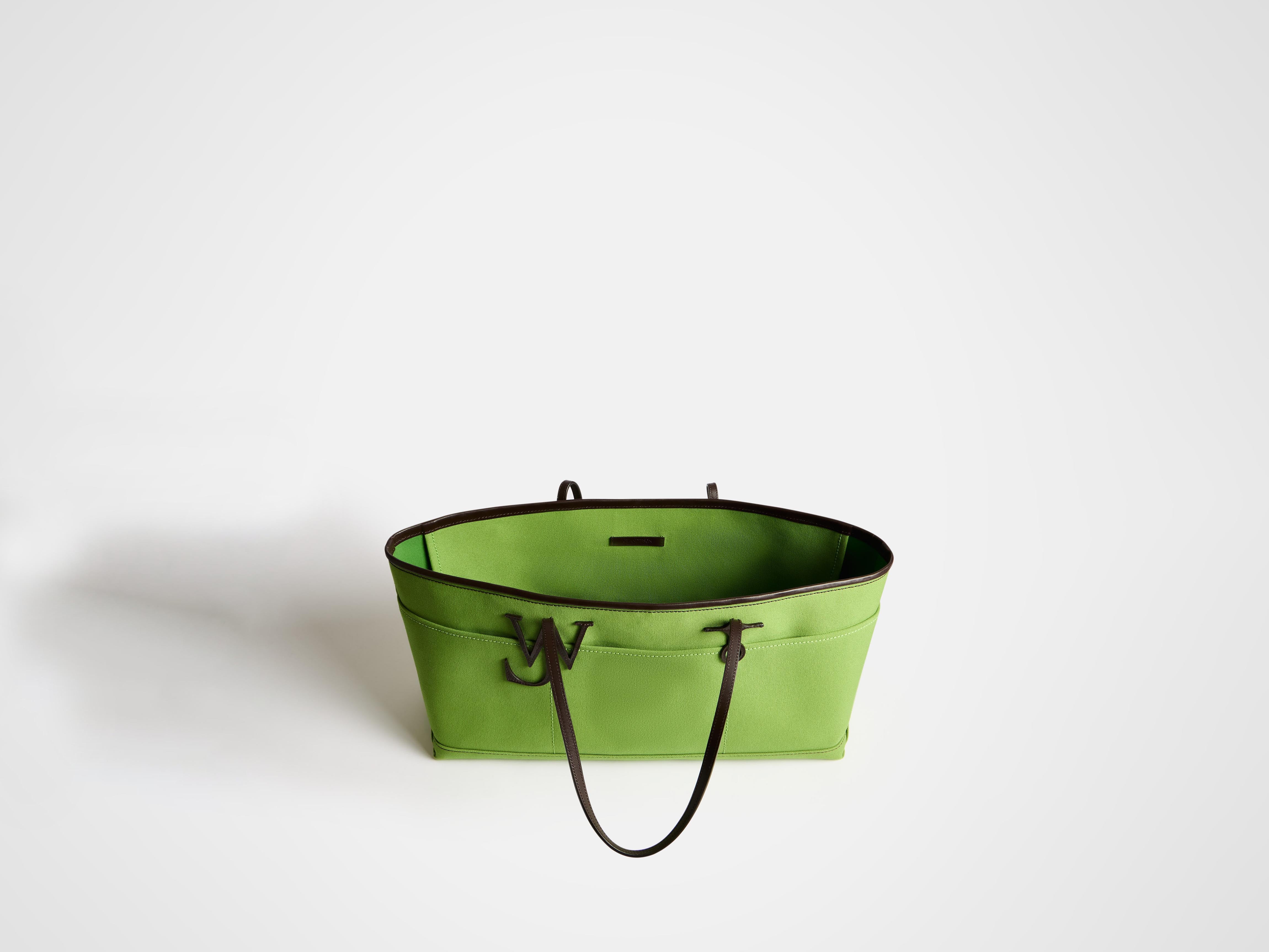 J.W.Anderson Stretch Anchor Tote Grün Canvas Leder