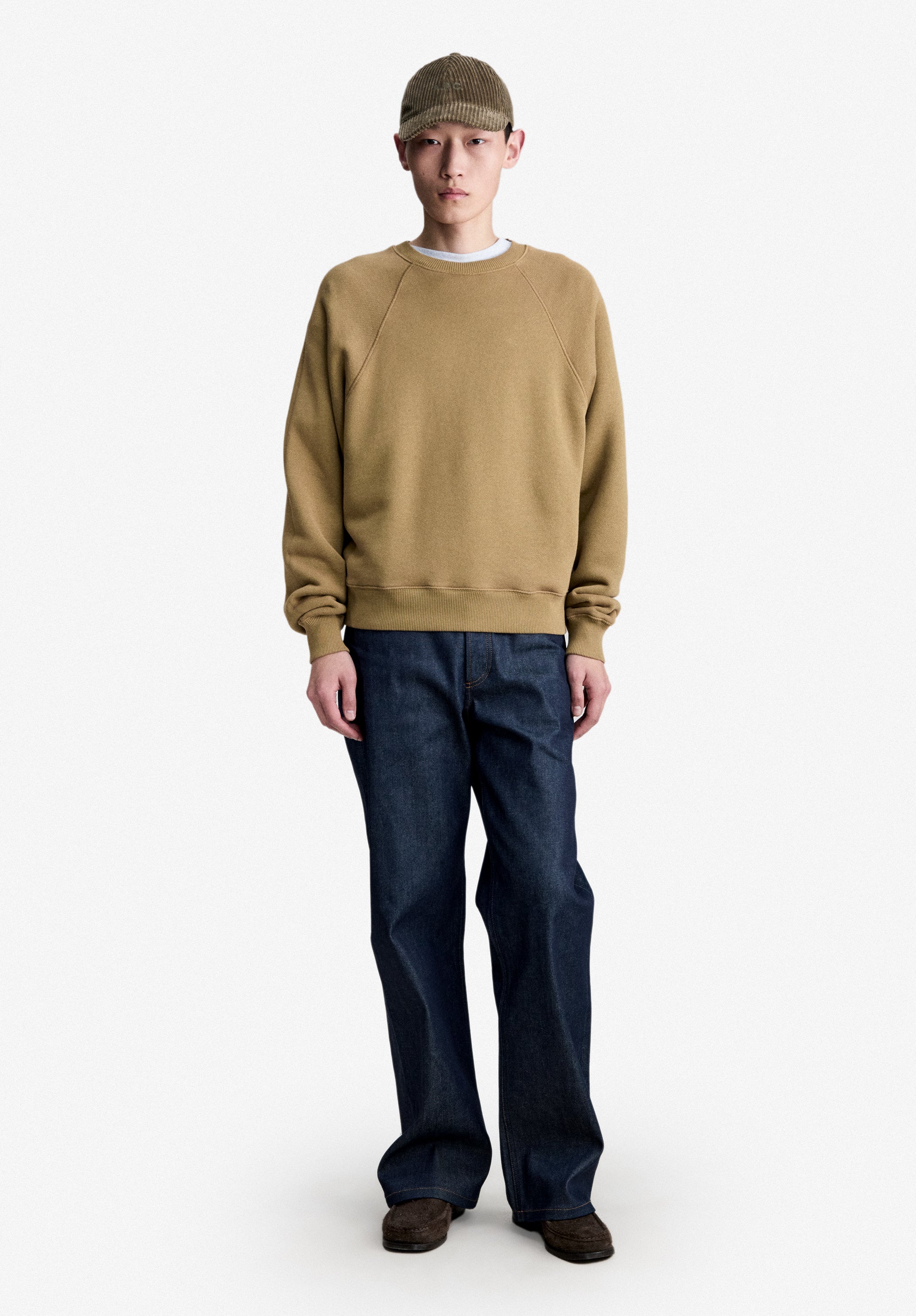 A.P.C. Sweatshirt Raglan Taupe Bio-Baumwolle Gr. M Brusttasche