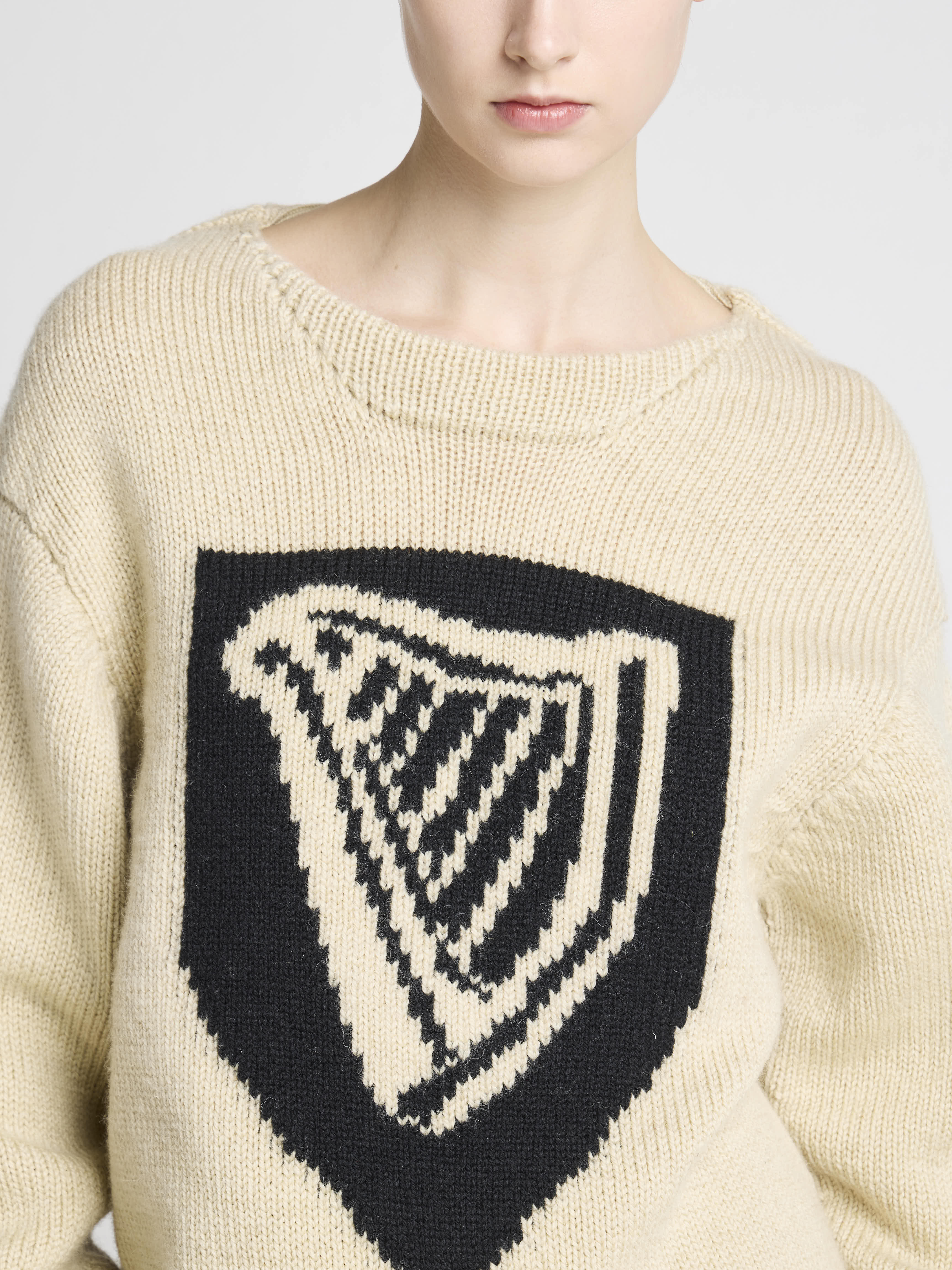 J.W. Anderson x Guinness Shield Harp Pullover Ivory Wolle