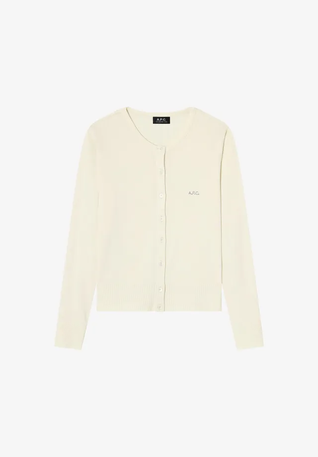 A.P.C. Cardigan Ecru Bio-Baumwolle Mikrologo