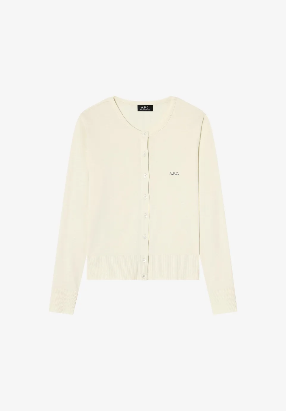 A.P.C. Cardigan Ecru Bio-Baumwolle Mikrologo