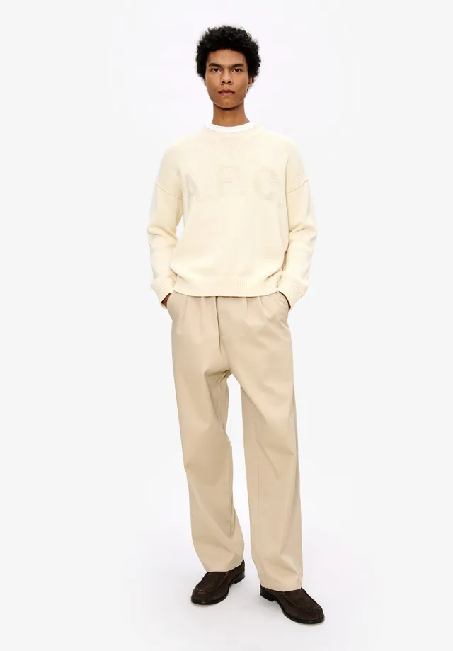 A.P.C. Leo Pullover Weiß Rundhals Logo Strick