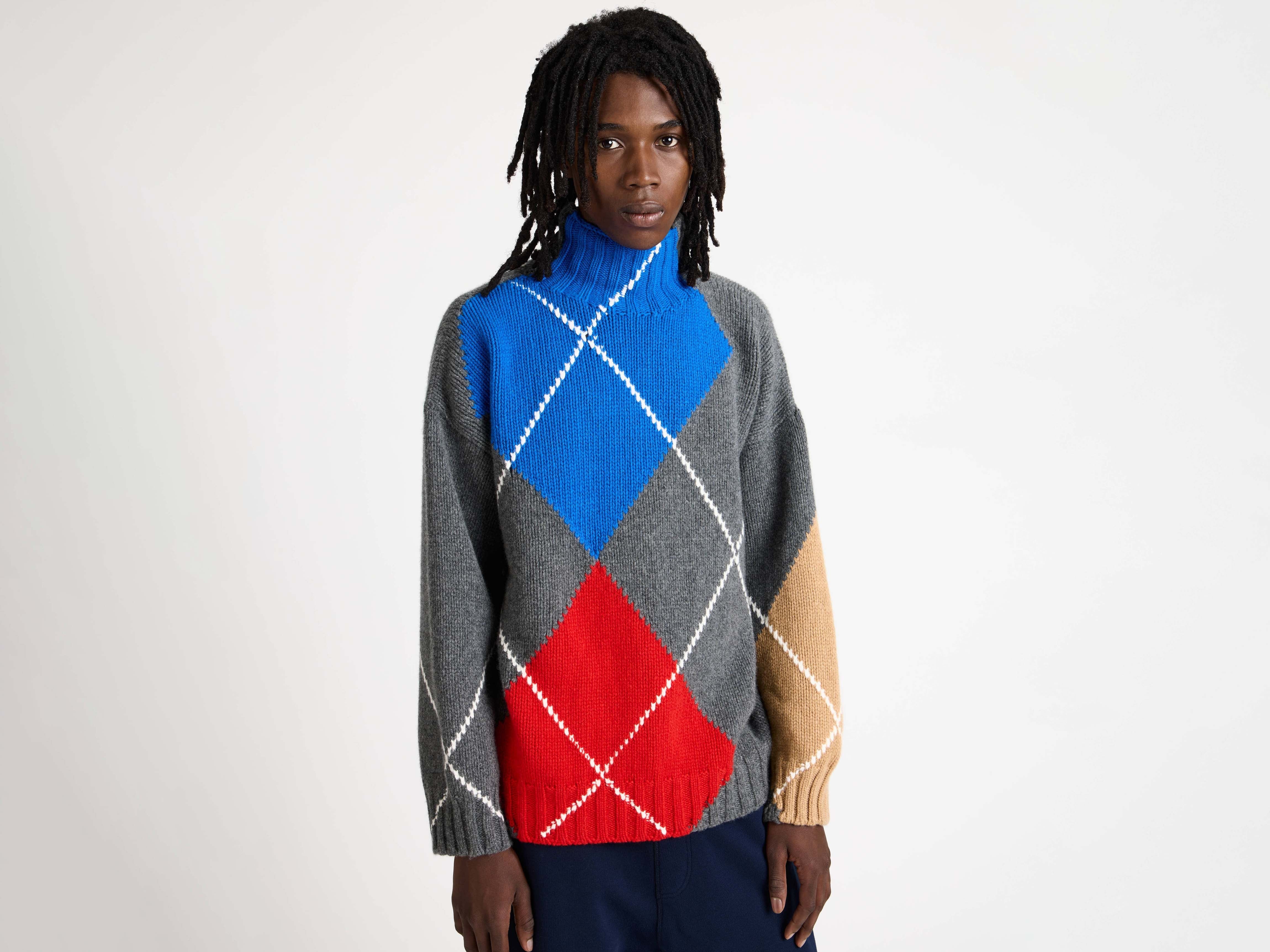 J.W.Anderson x Pringle Argyle Rollkragenpullover Wolle