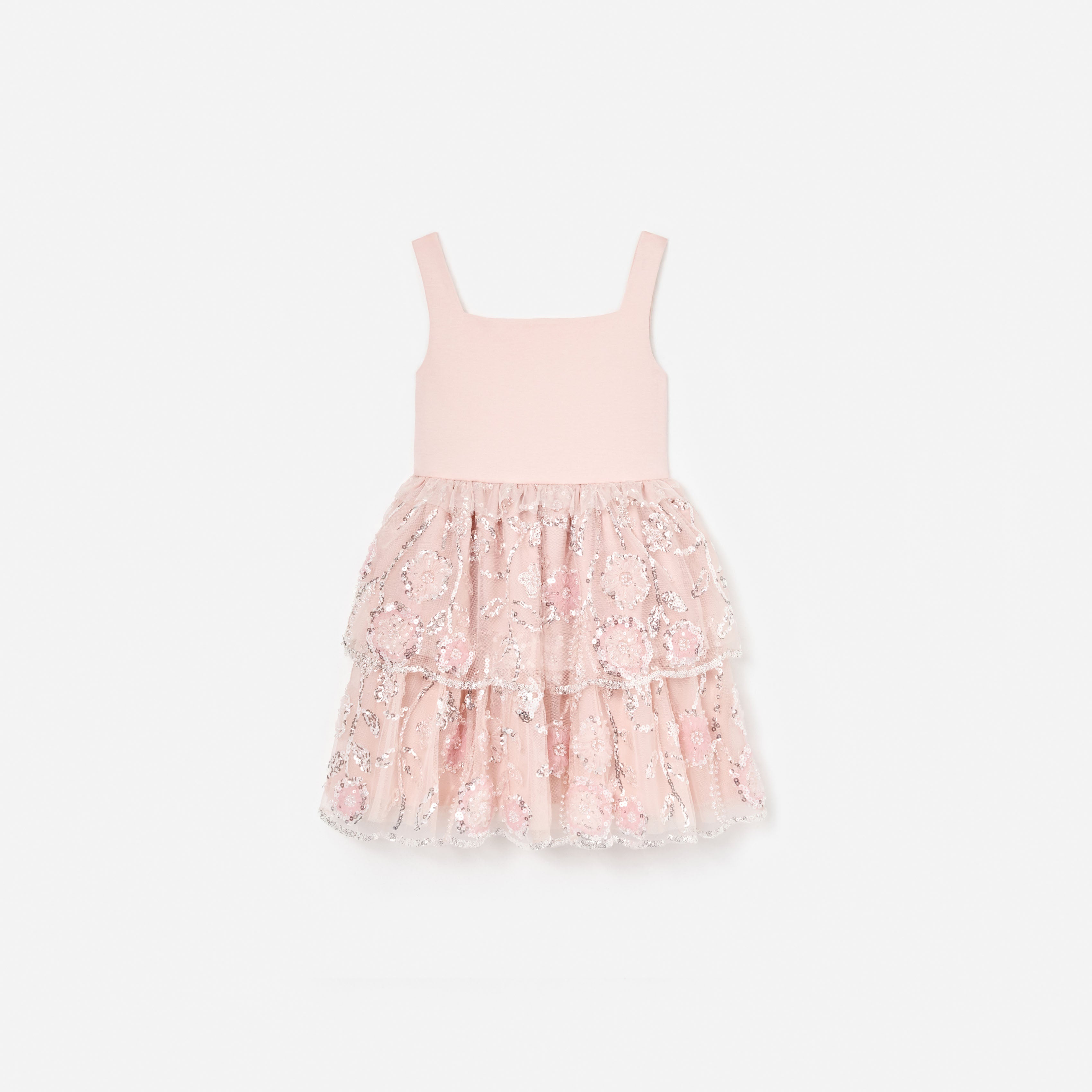 Self Portrait Pink Sequin Tiered Kleid Rosa Pailletten