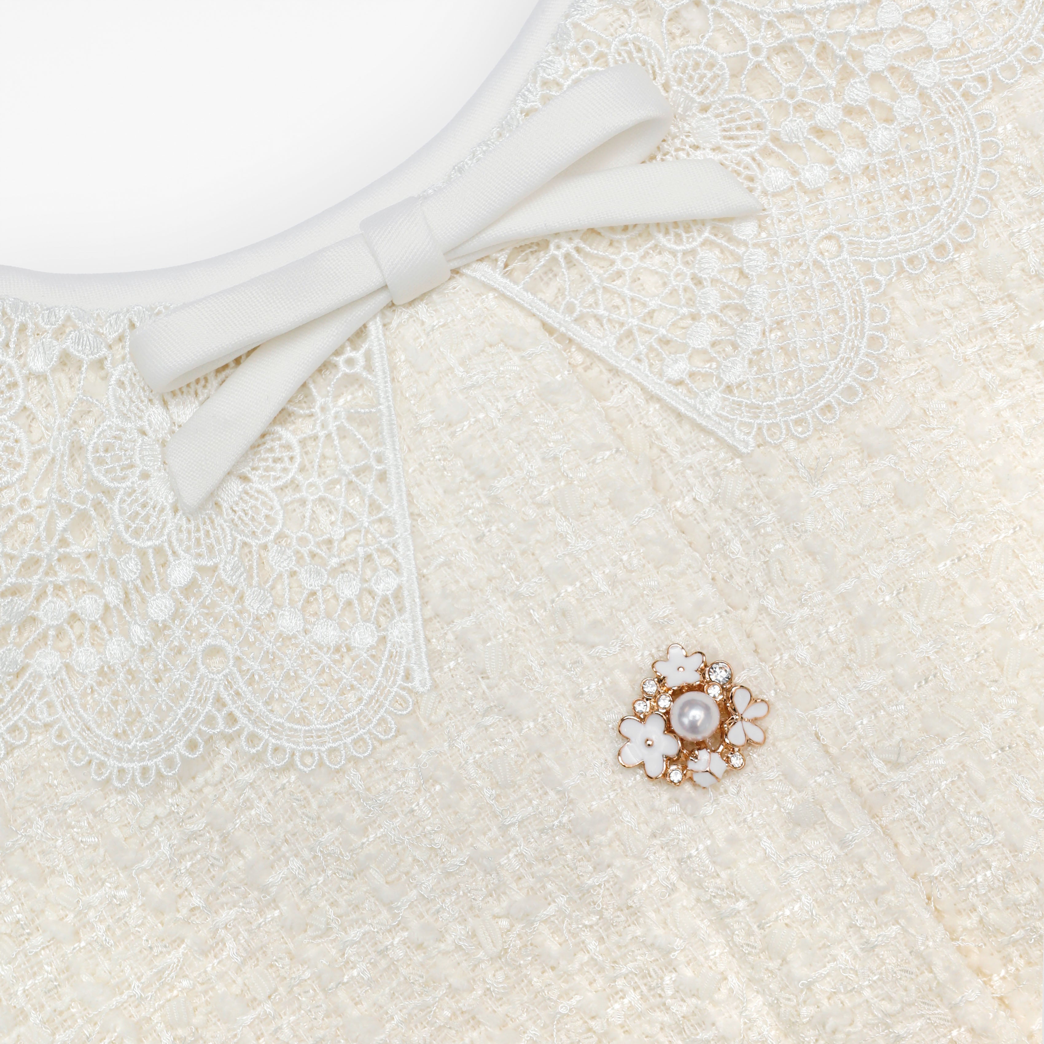 Self Portrait Boucle Minikleid creme Spitze