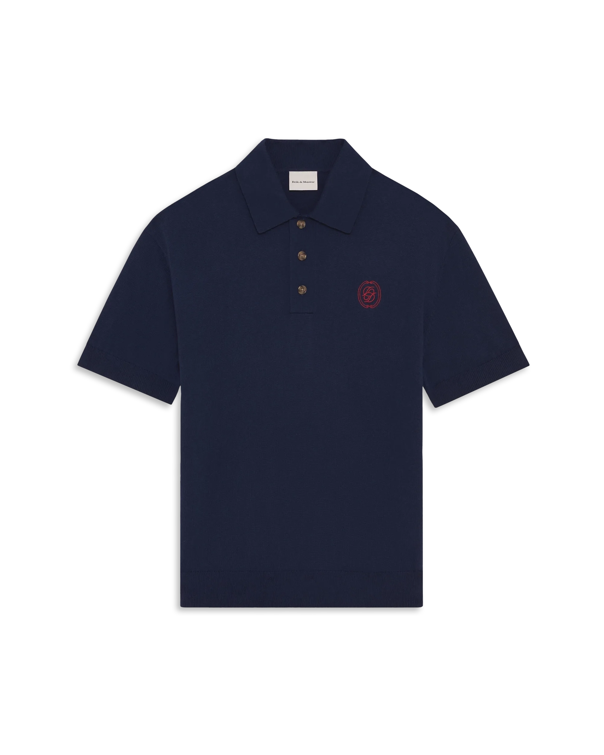 Drôle De Monsieur D Mirror Knit Polo Navy Kurzarm
