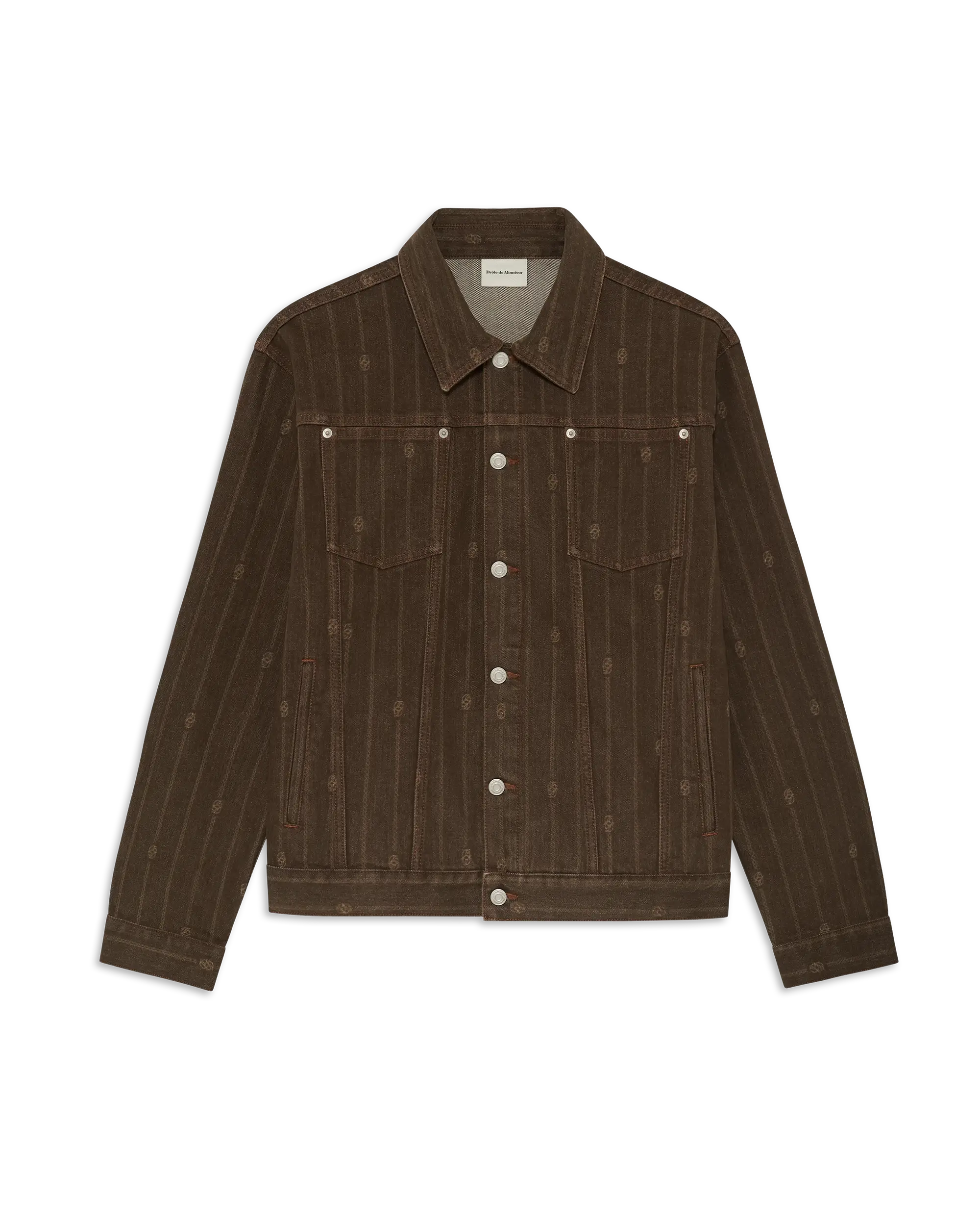 Drôle De Monsieur Monogram Denimjacke Baumwolle Braun