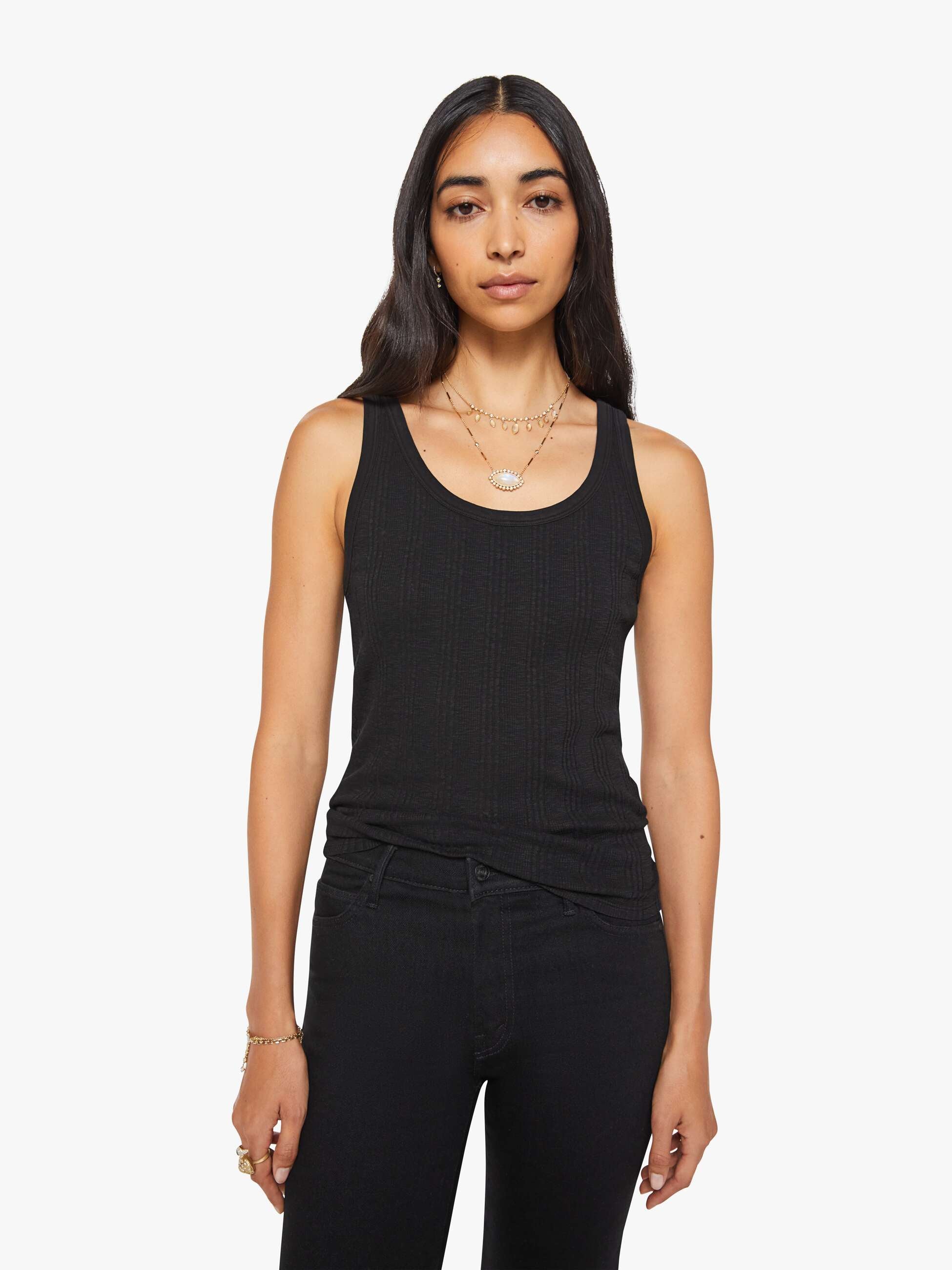 Mother The Runner Up Tanktop Schwarz Rippe Baumwolle