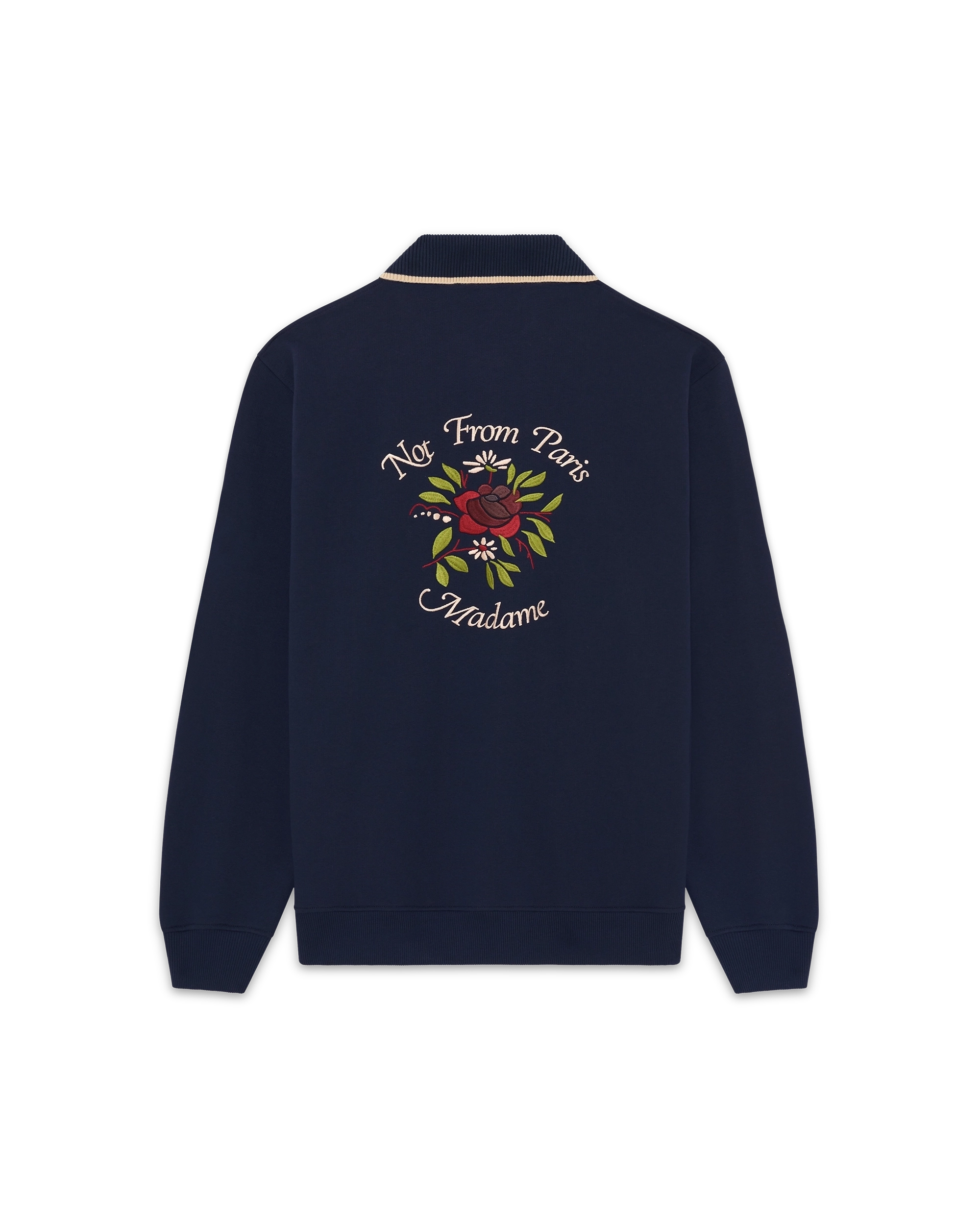 Drôle De Monsieur Polo Slogan Rose Poloshirt Navy Langarm