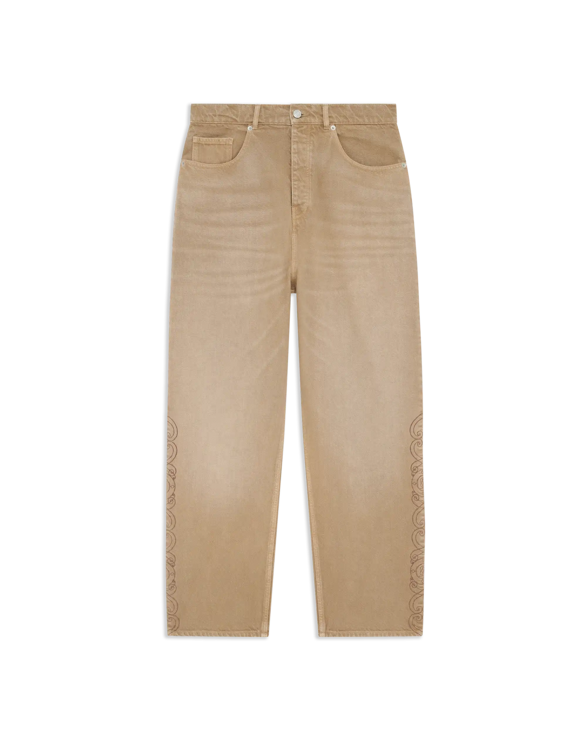 Drôle De Monsieur Denim Wide Leg Hot Fix Jeans Beige