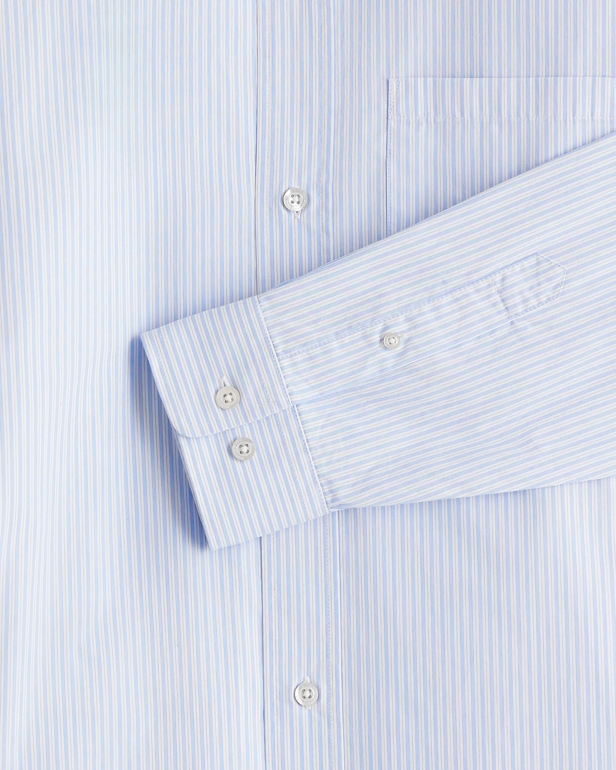Drôle De Monsieur La Chemise Rayée Hemd Hellblau Baumwolle Streifen