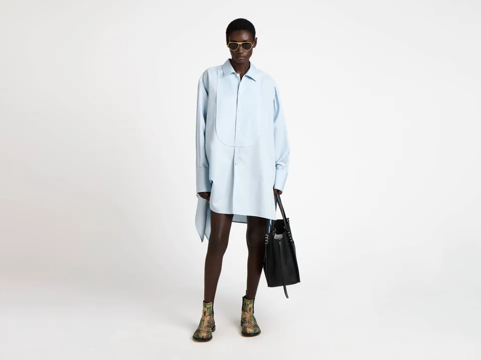 J.W.Anderson Dresses Knotted Silk Hemdkleid Hellblau