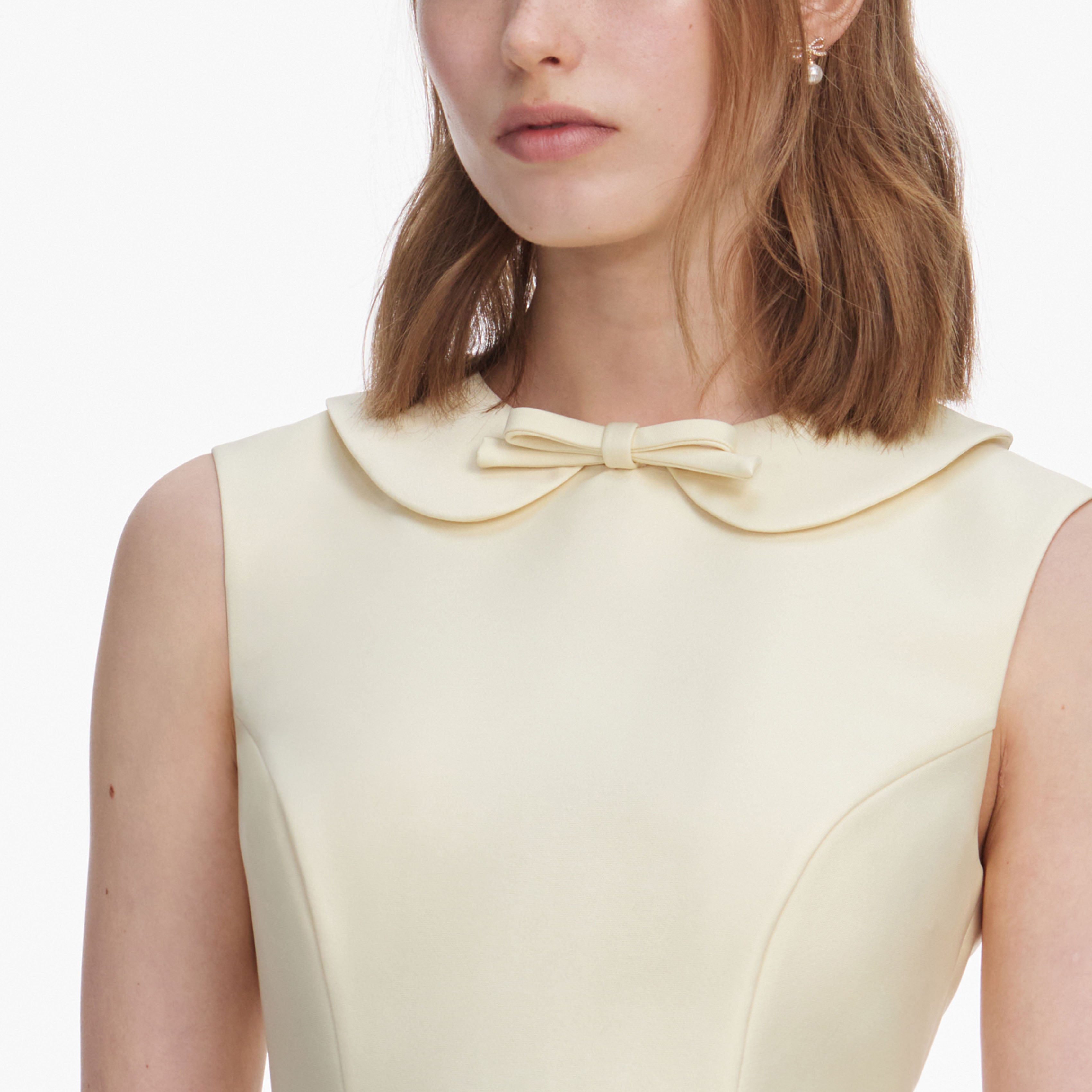 Self Portrait Yellow Taffeta Collared Midi Kleid Gelb Taft