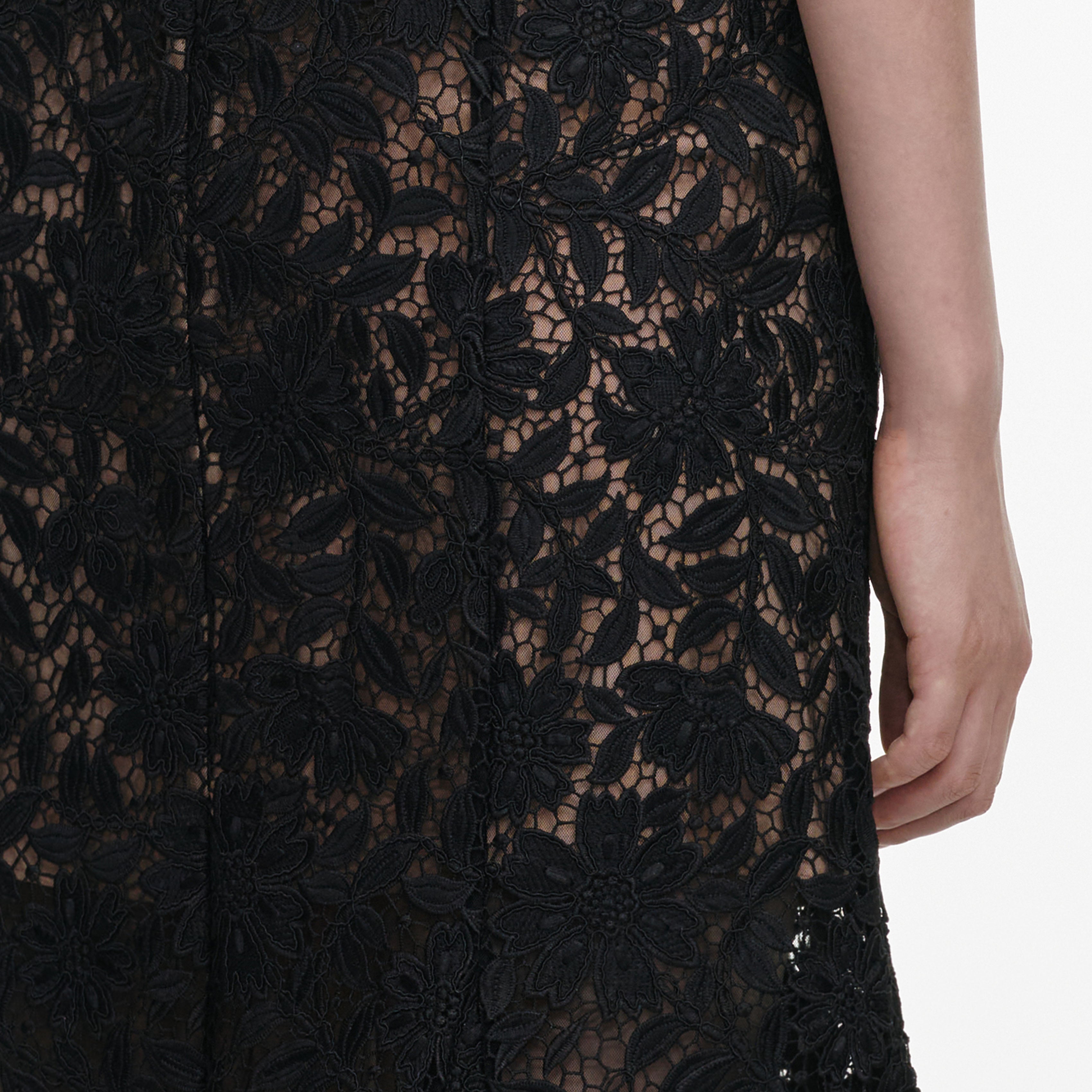Self Portrait Black Lace Beaded Trim Midikleid Spitze