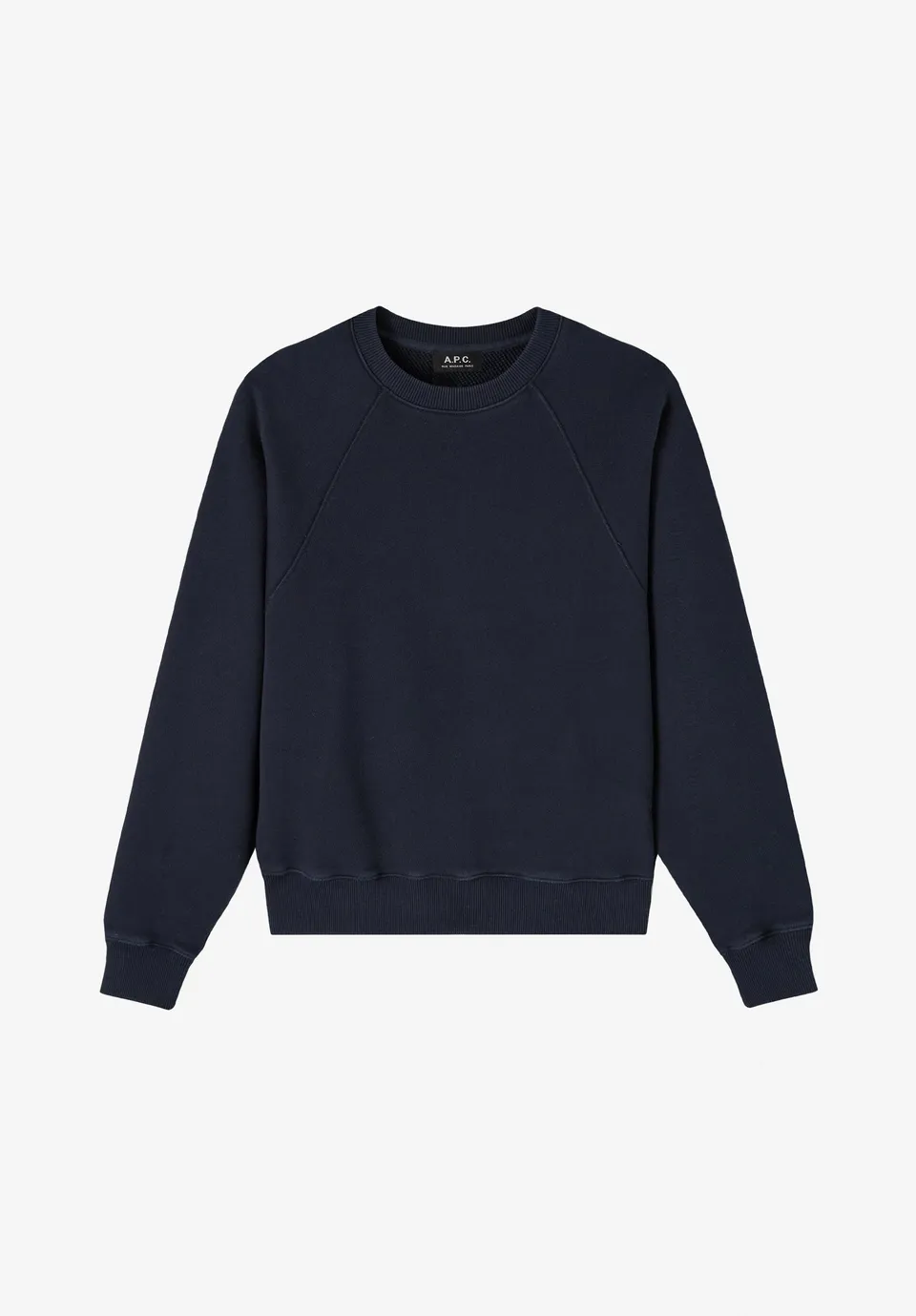 A.P.C. blaues Sweatshirt mit Raglanärmeln, 100 % Bio-Baumwolle