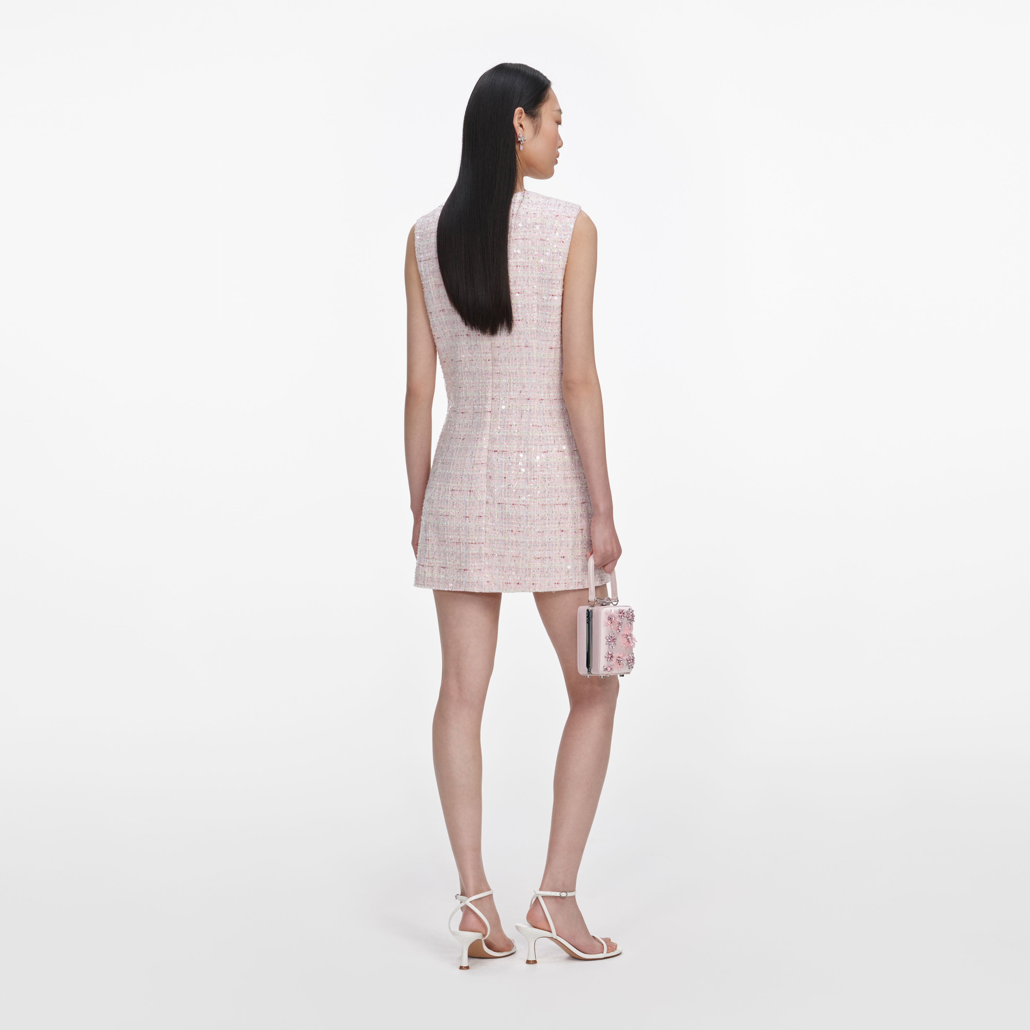 Self Portrait Dresses Boucle Minikleid Pink Pailletten