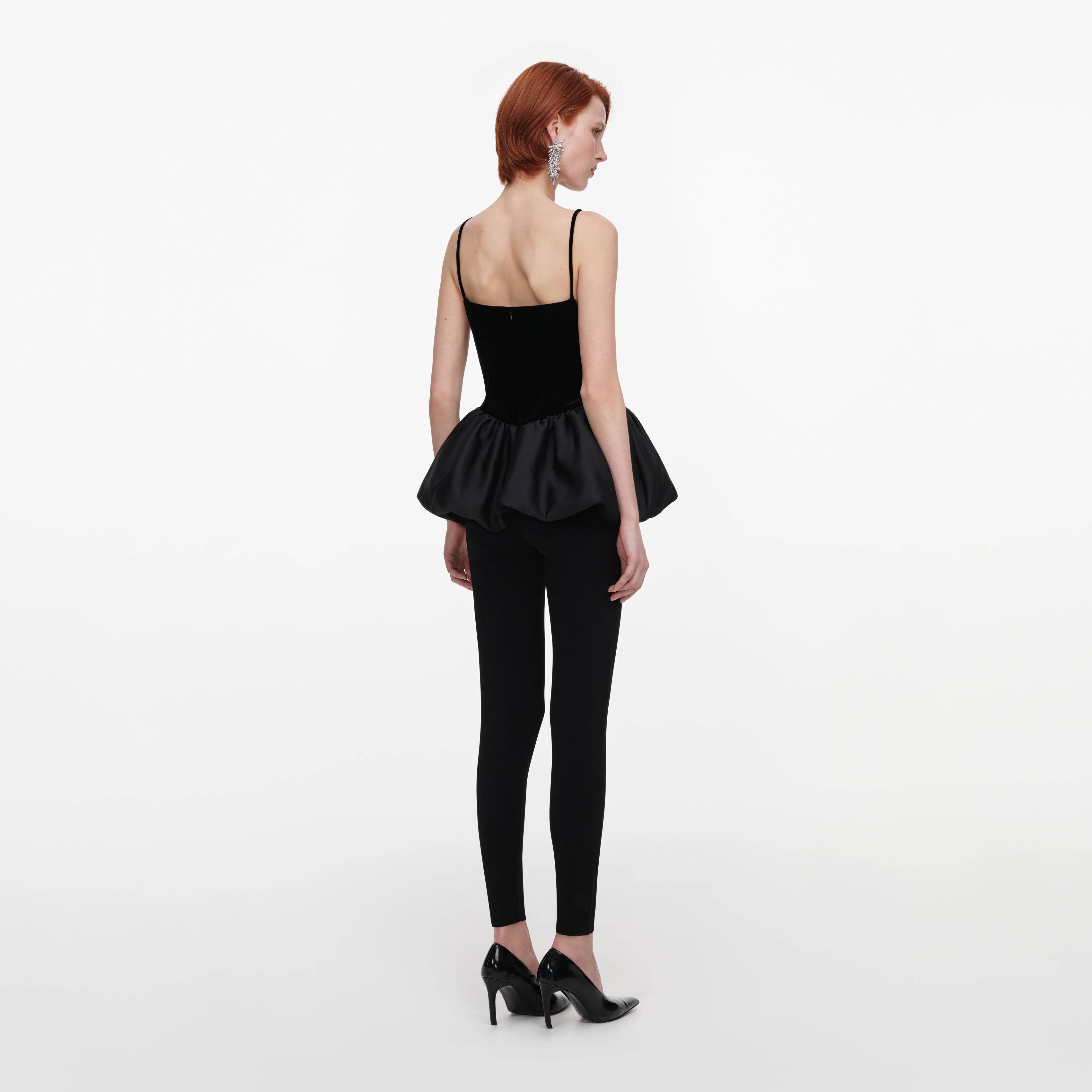 Self Portrait Black Panel Knit Leggings Schwarz Strick