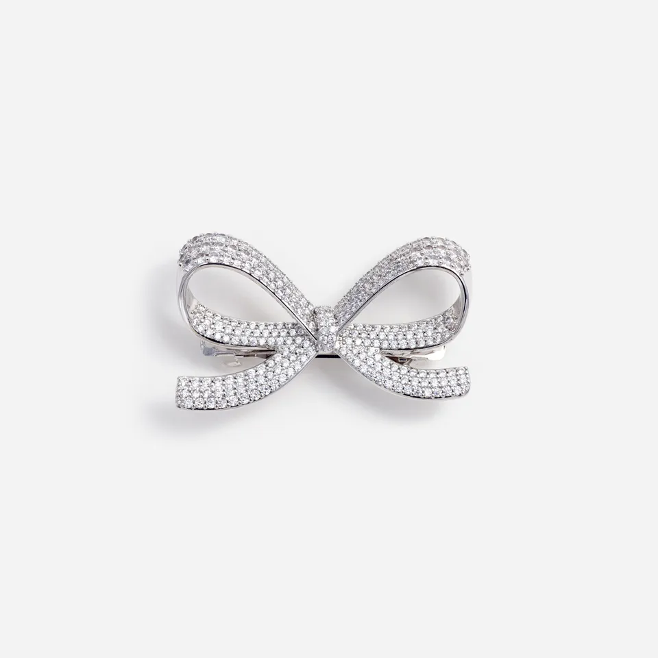 Self Portrait Crystal Bow Haarspange Silber One Size Kristall