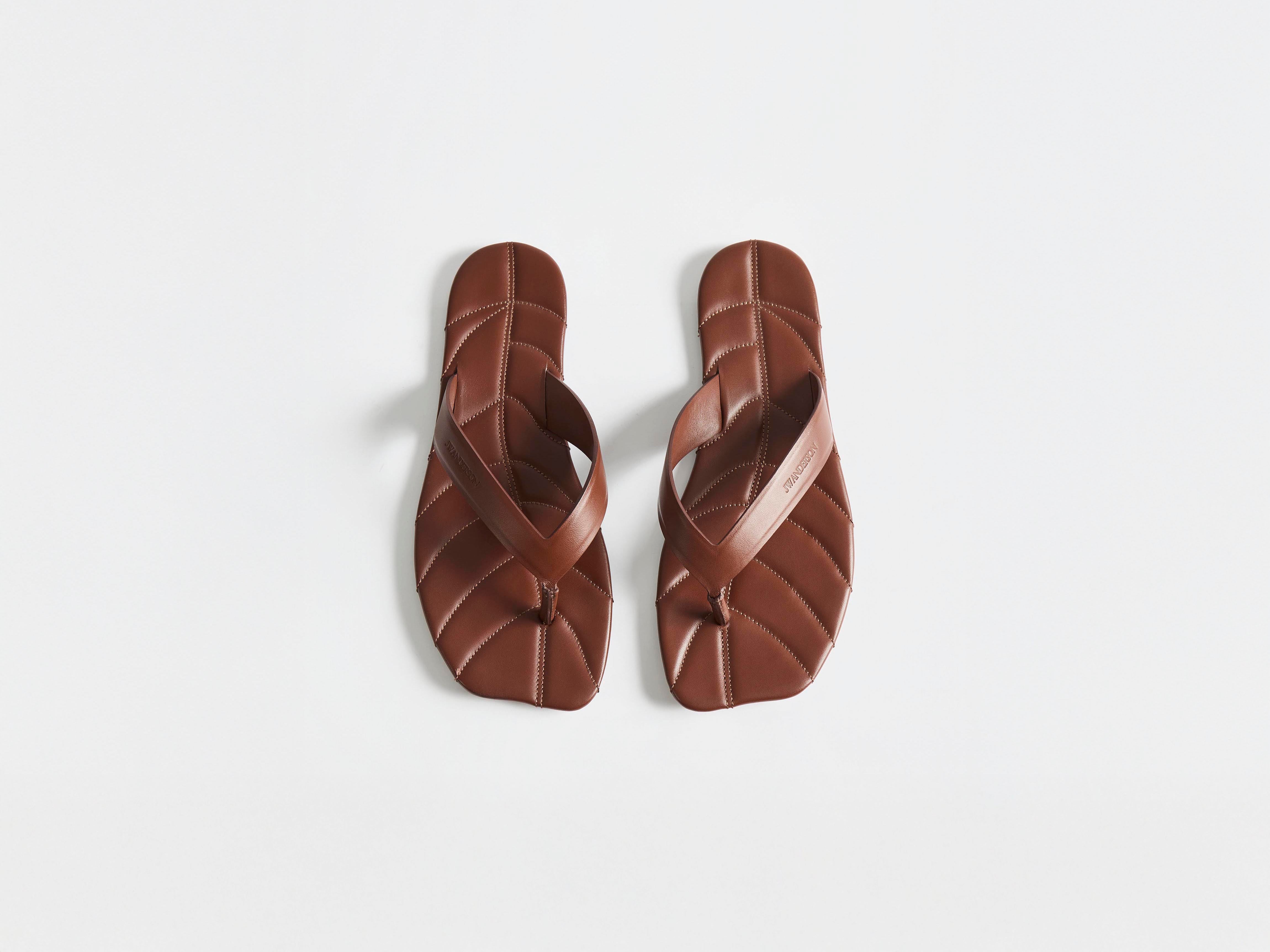 J.W.Anderson Leaf Slides Herren Braun Leder Offene Zehen