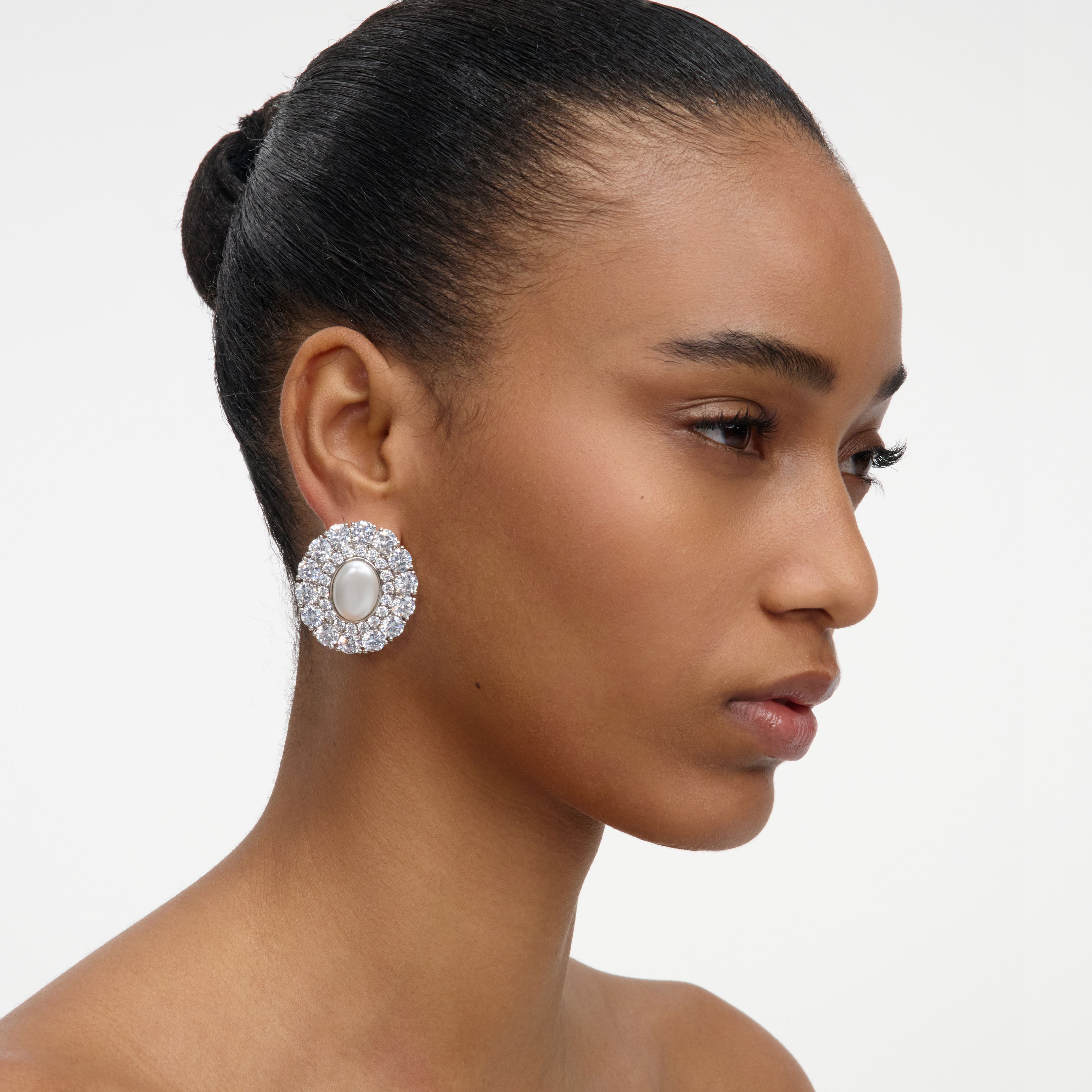 Self Portrait Oval Crystal Pearl Earrings Ohrstecker One Size