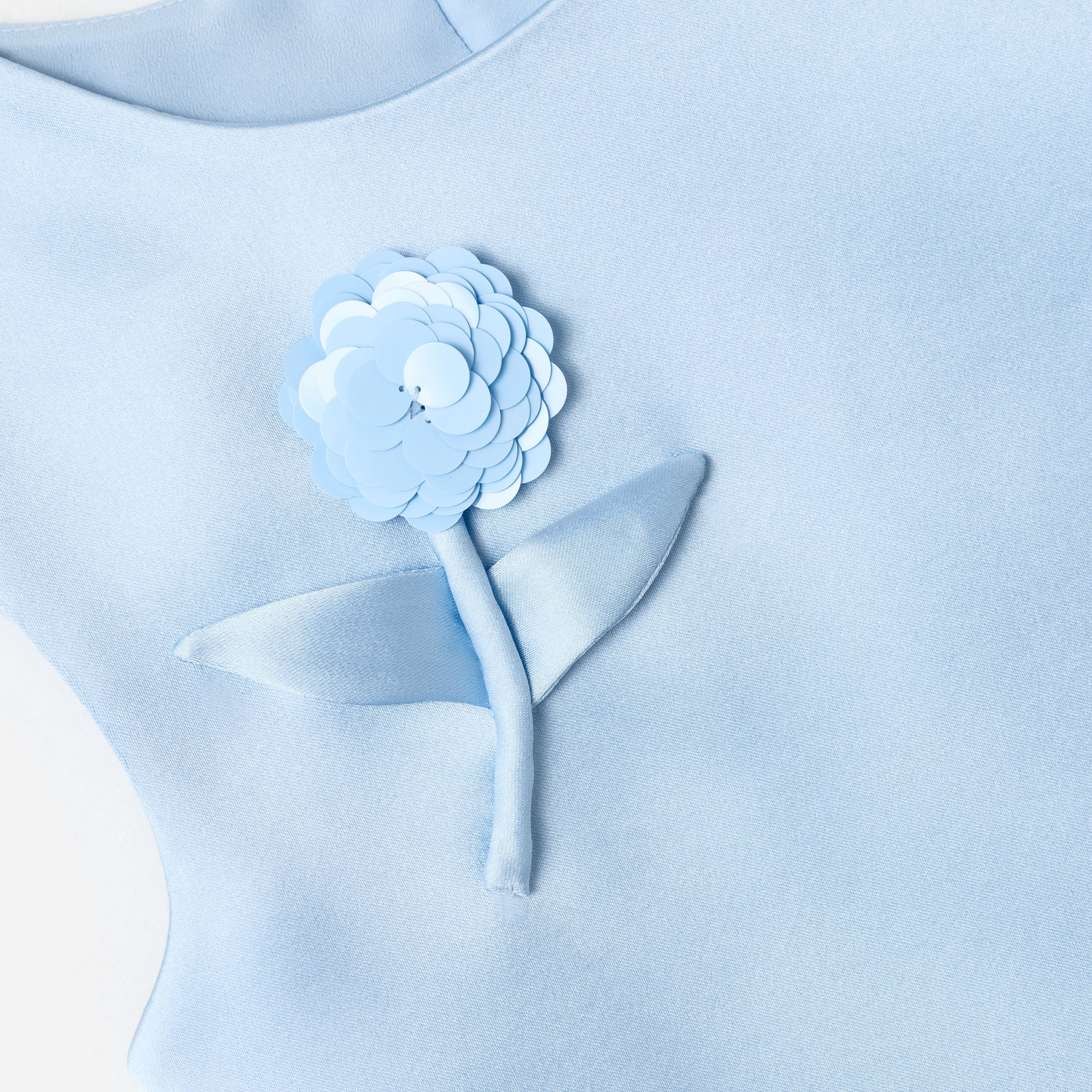 Self Portrait Satin Pailletten Top Blau Blumen Kinder