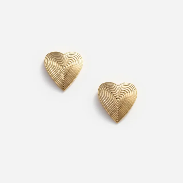 Self Portrait Gold Heart Ridged Earrings Ohrringe Gold One Size